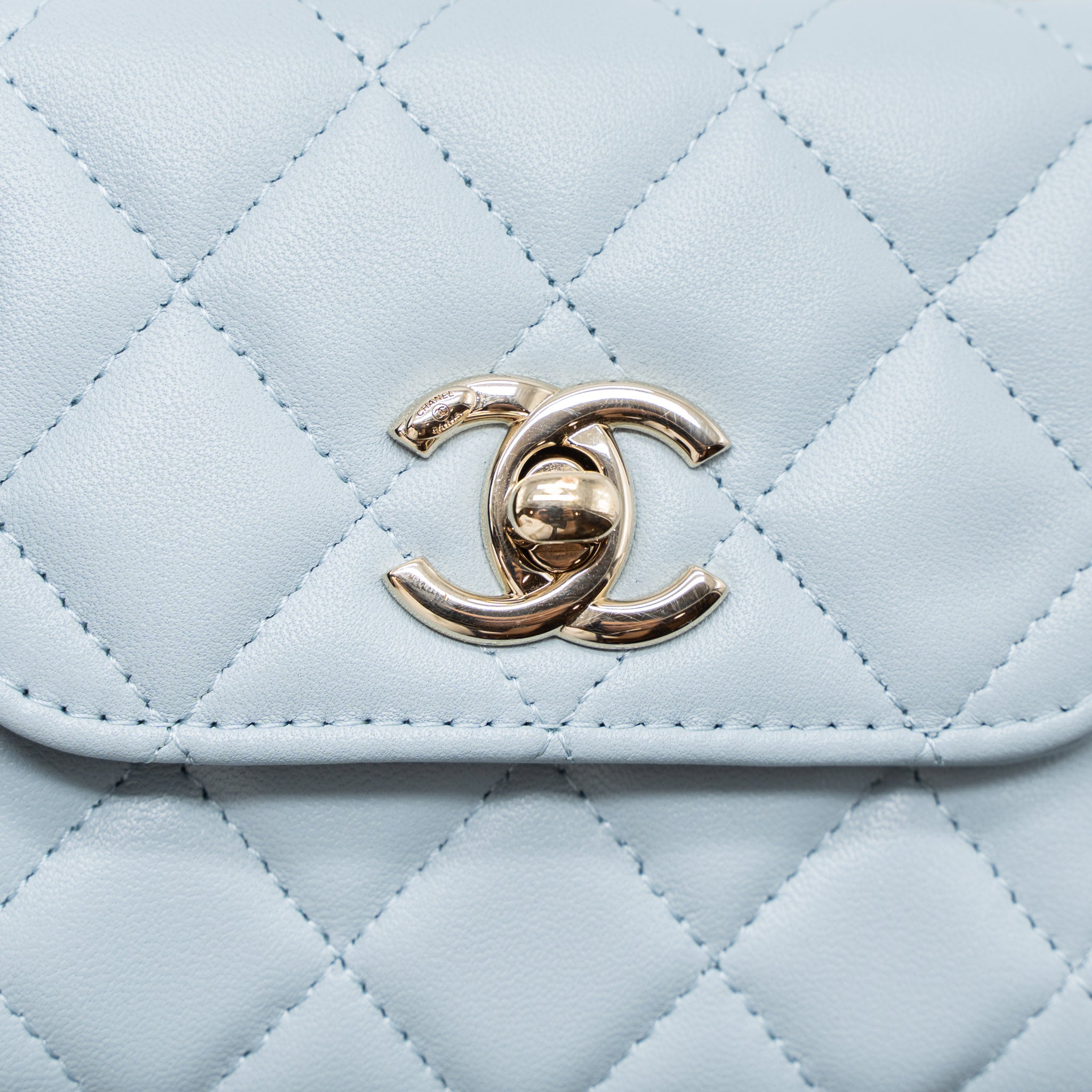 CHANEL MINI TRENDY CC CHAIN WALLET LAMBSKIN LIGHT BLUE LGHW (MICROCHIP)