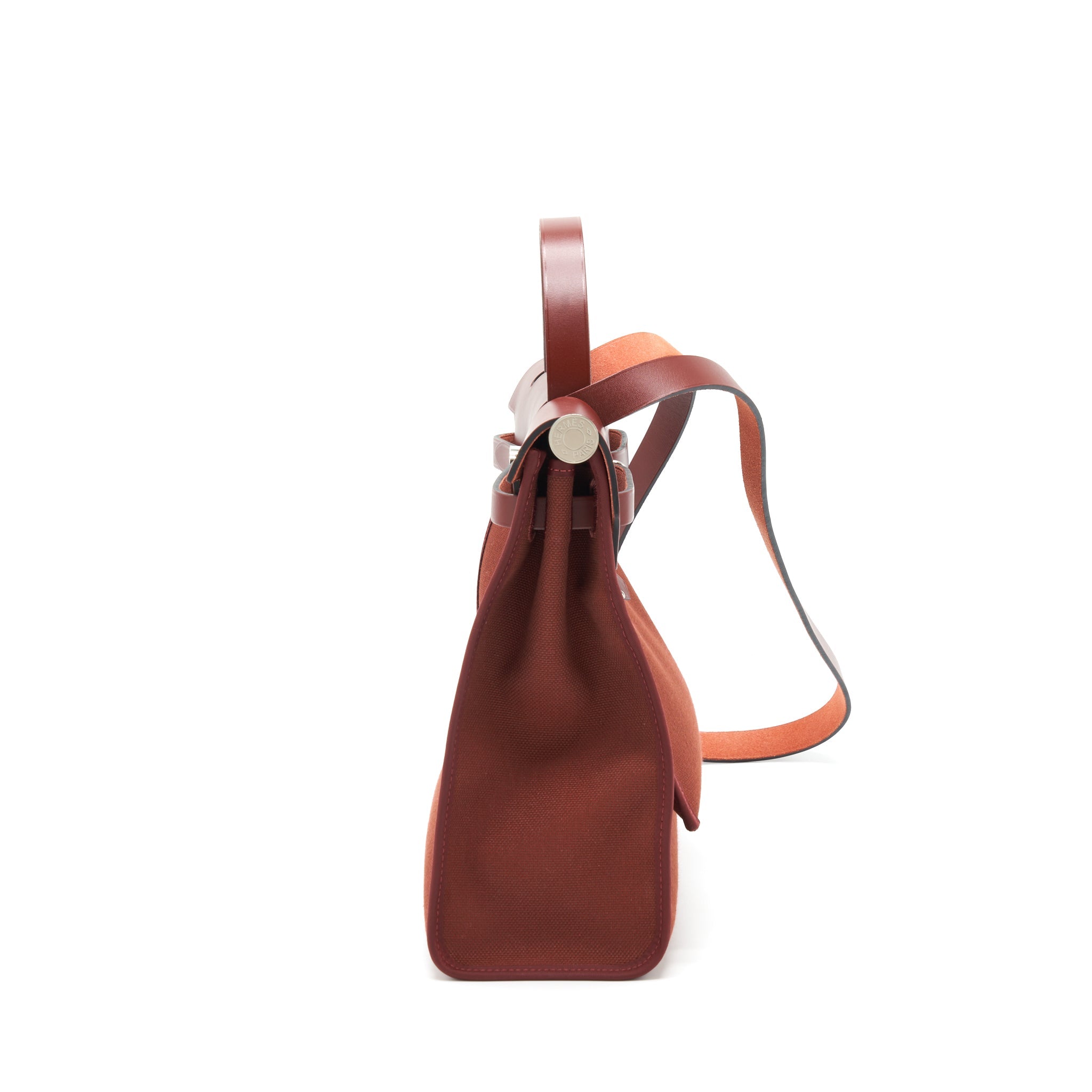 HERMES HERBAG ZIP 31 SELLIER CANVAS ROUGE H SHW