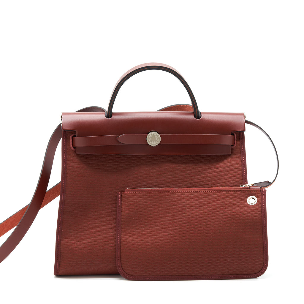 HERMES HERBAG ZIP 31 SELLIER CANVAS ROUGE H SHW