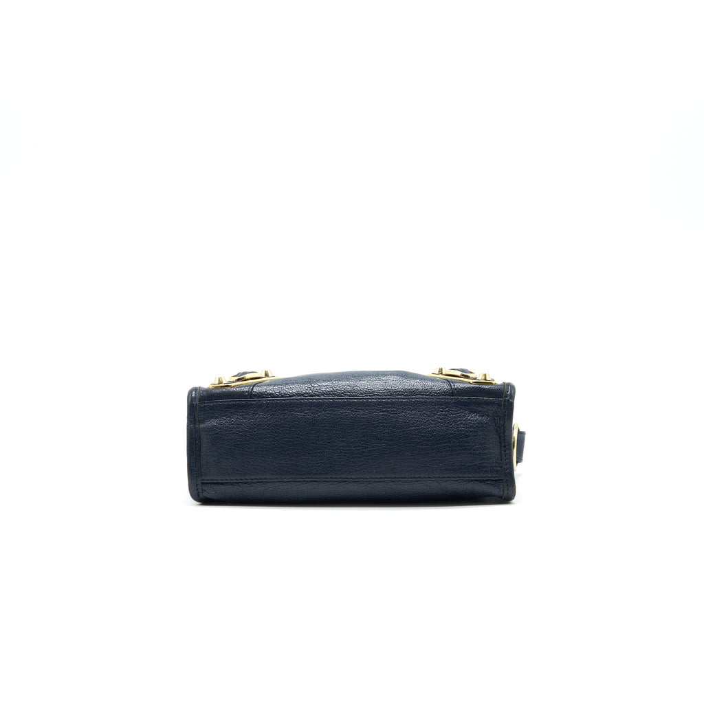 BALENCIAGA MINI CITY BAG NAVY GHW