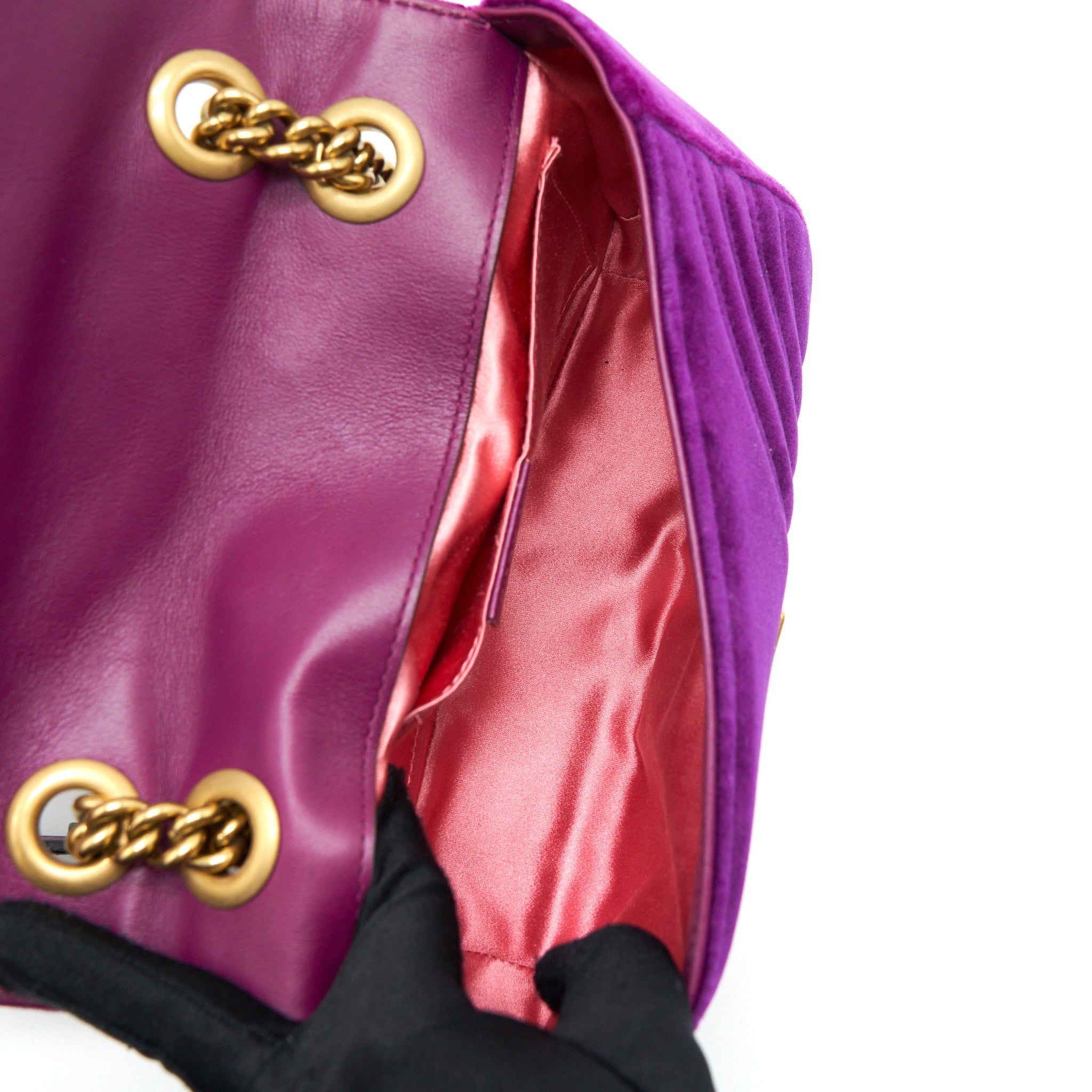 GUCCI MINI MARMONT BAG VELVET PURPLE GHW