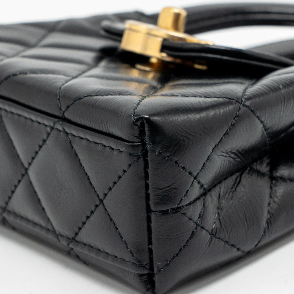 CHANEL 24P MINI NANO KELLY SHOPPER CALFSKIN BLACK GHW (MICROCHIP)