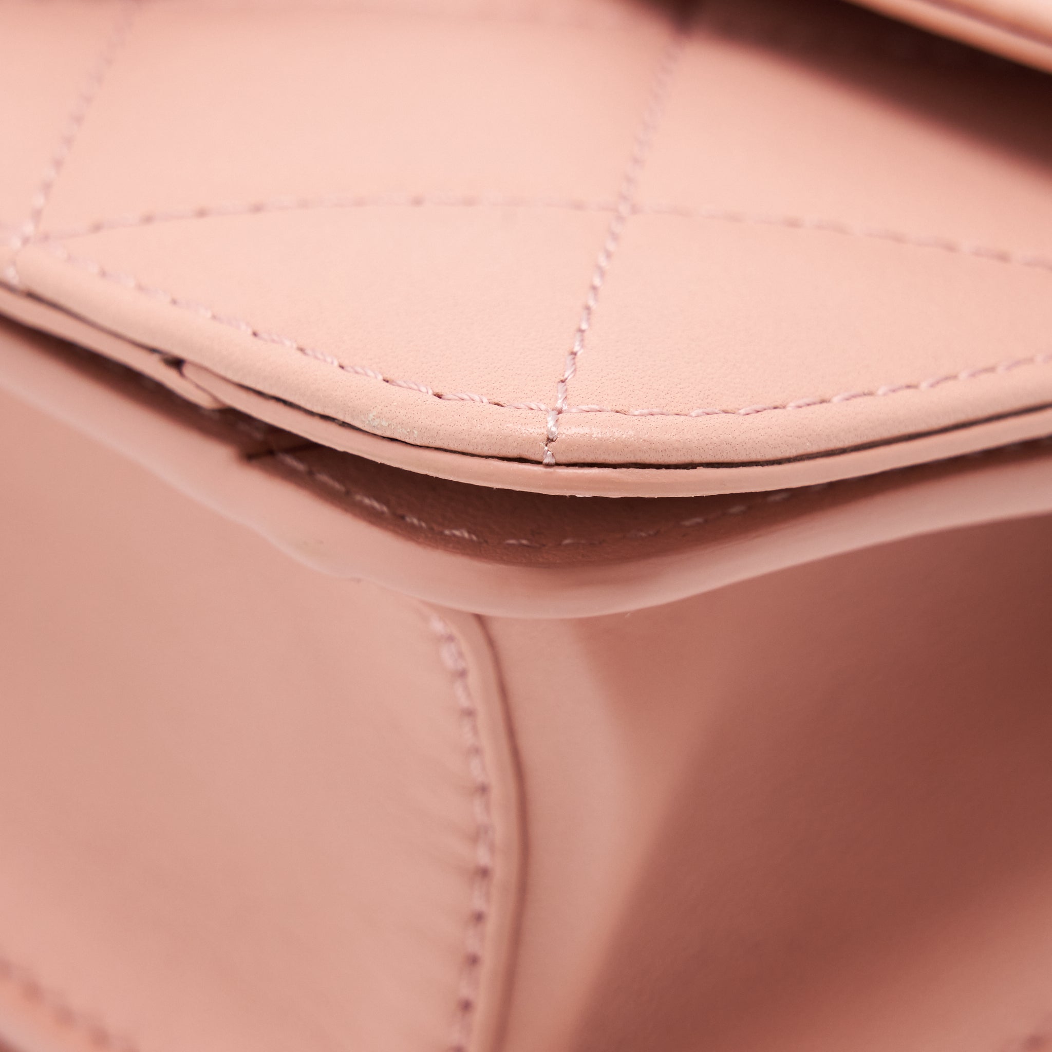 CHANEL TOP HANDLE FLAP BAG LAMBSKIN DARK PINK LGHW (MICROCHIP)