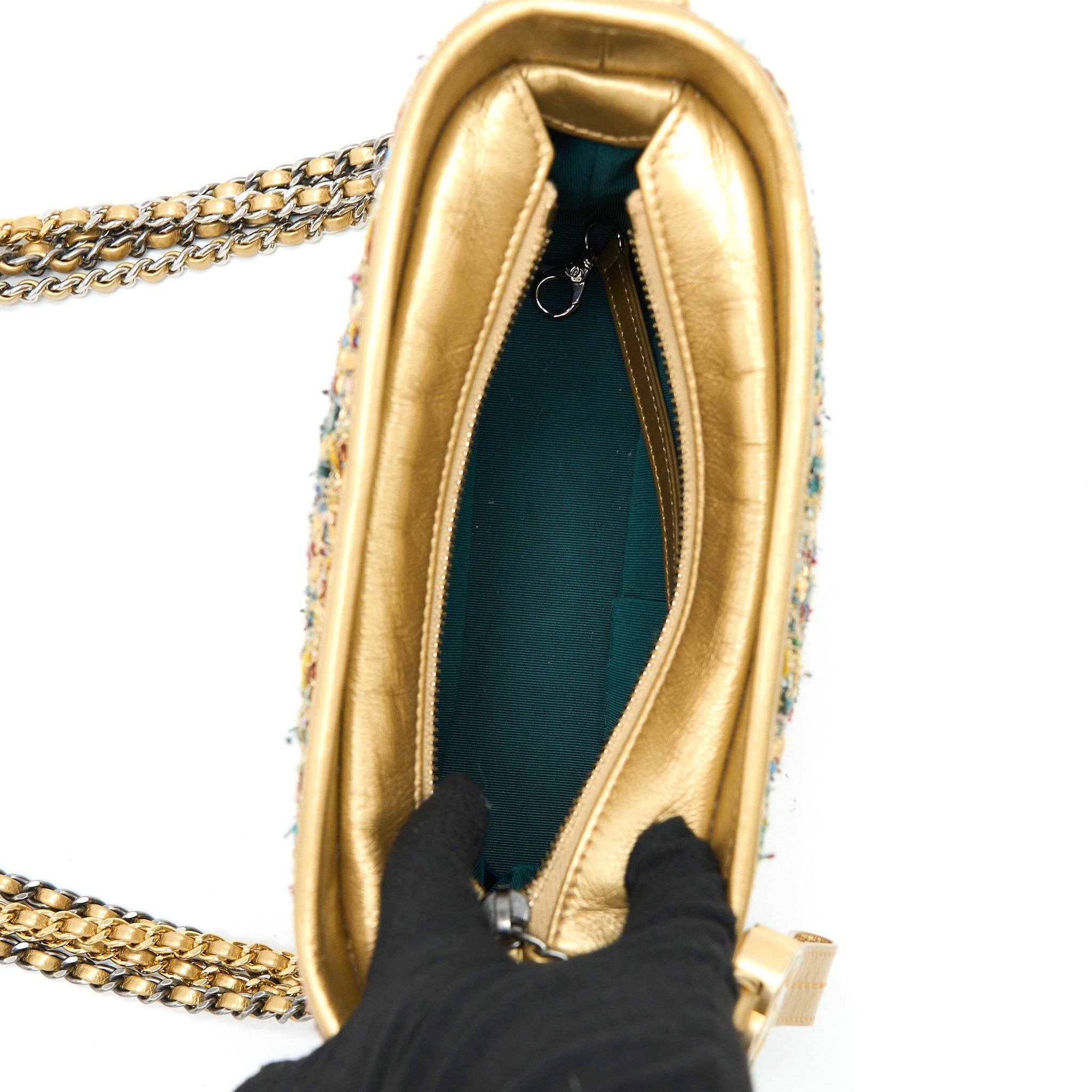 CHANEL SMALL GABRIELLE HOBO BAG TWEED GOLD/MULTICOLOUR HARDWARE