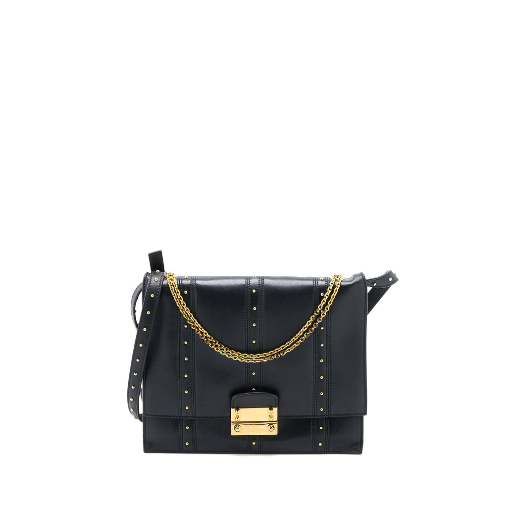 VALENTINO ROCKSTUD FLAP BAG LAMBSKIN BLACK GHW