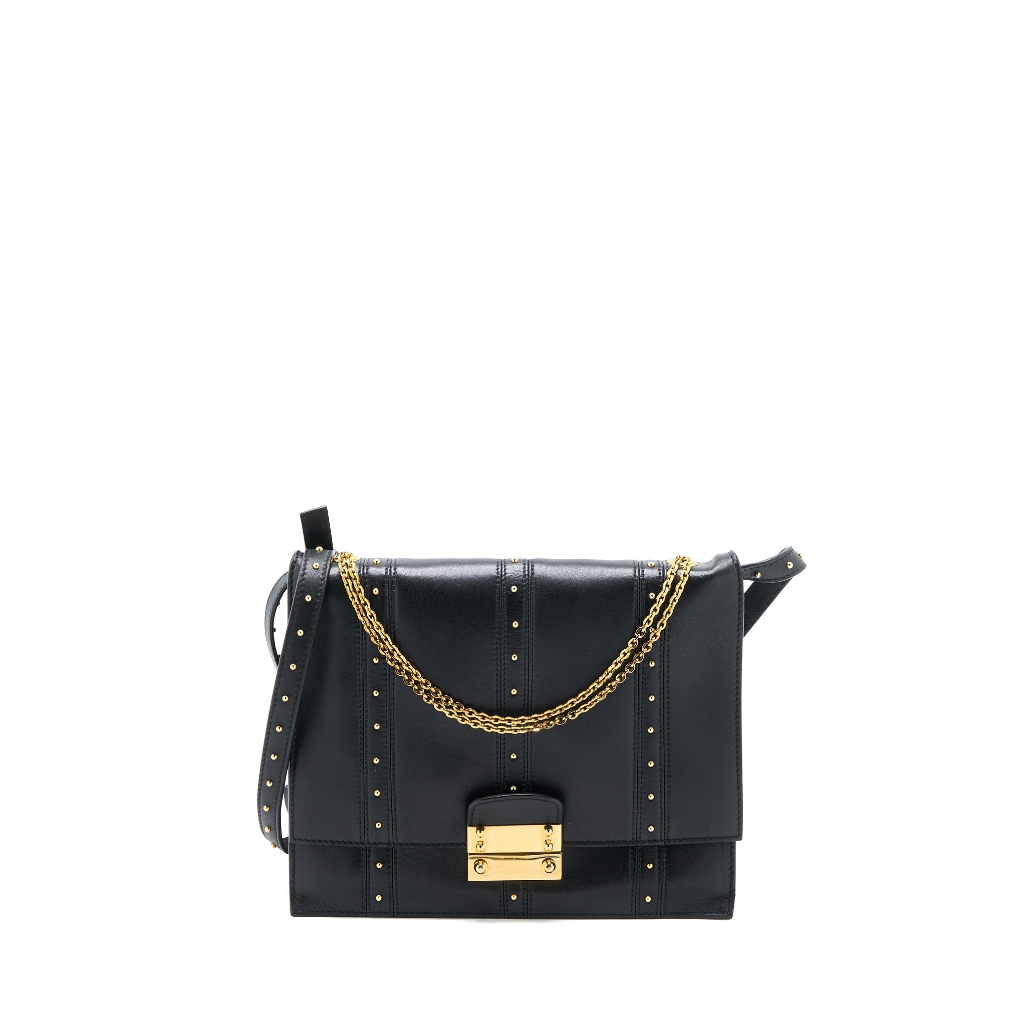 VALENTINO ROCKSTUD FLAP BAG LAMBSKIN BLACK GHW