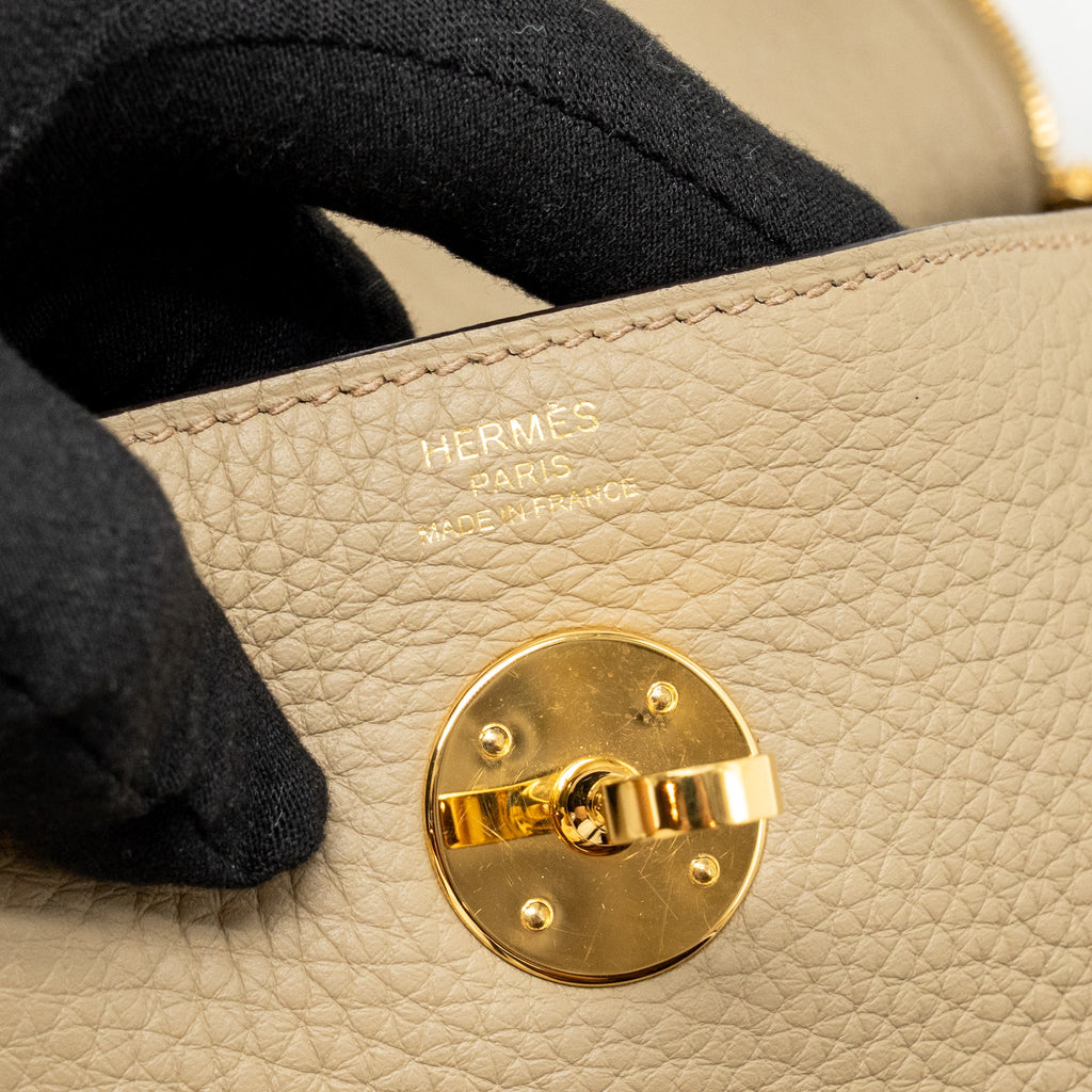 HERMES LINDY 26 CLEMENCE BEIGE MARFA GHW