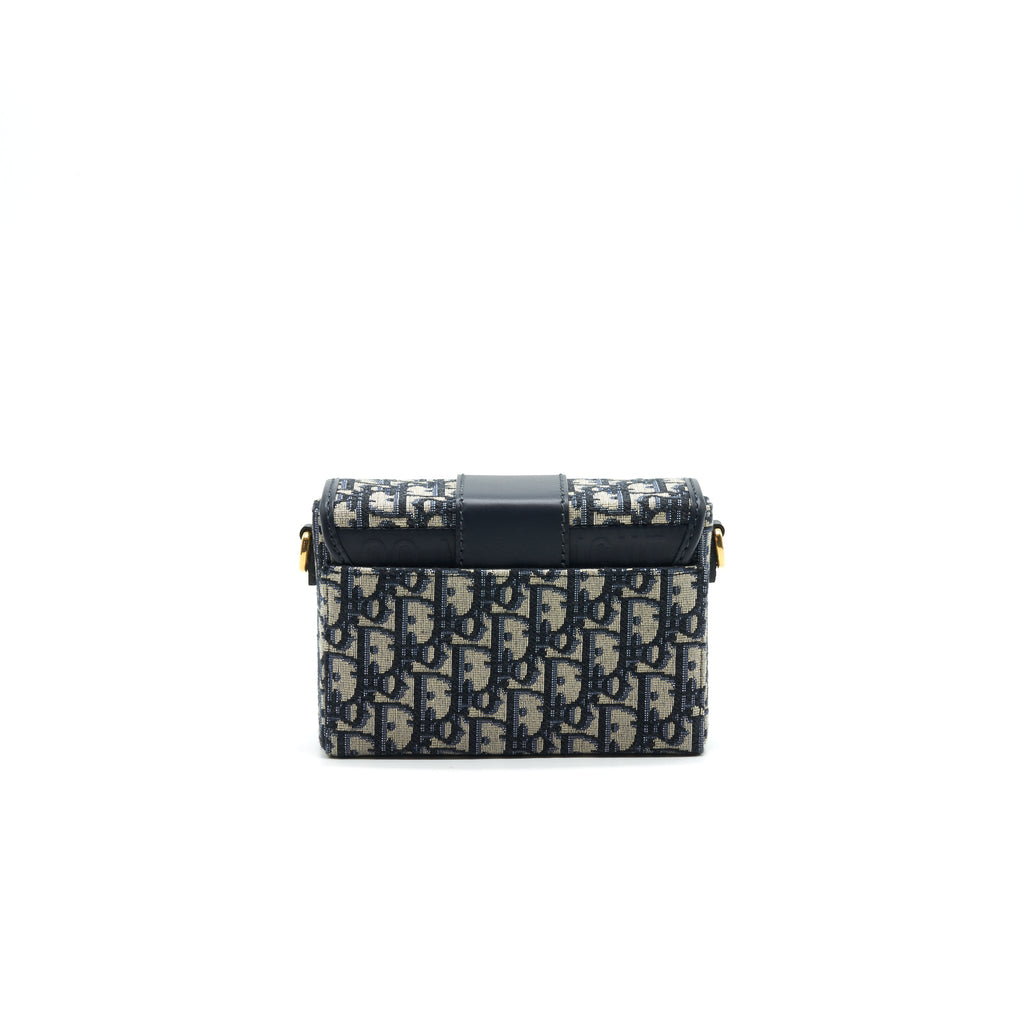 CHRISTIAN DIOR 30 MONTAIGNE BOX BAG OBLIQUE CANVAS BLUE