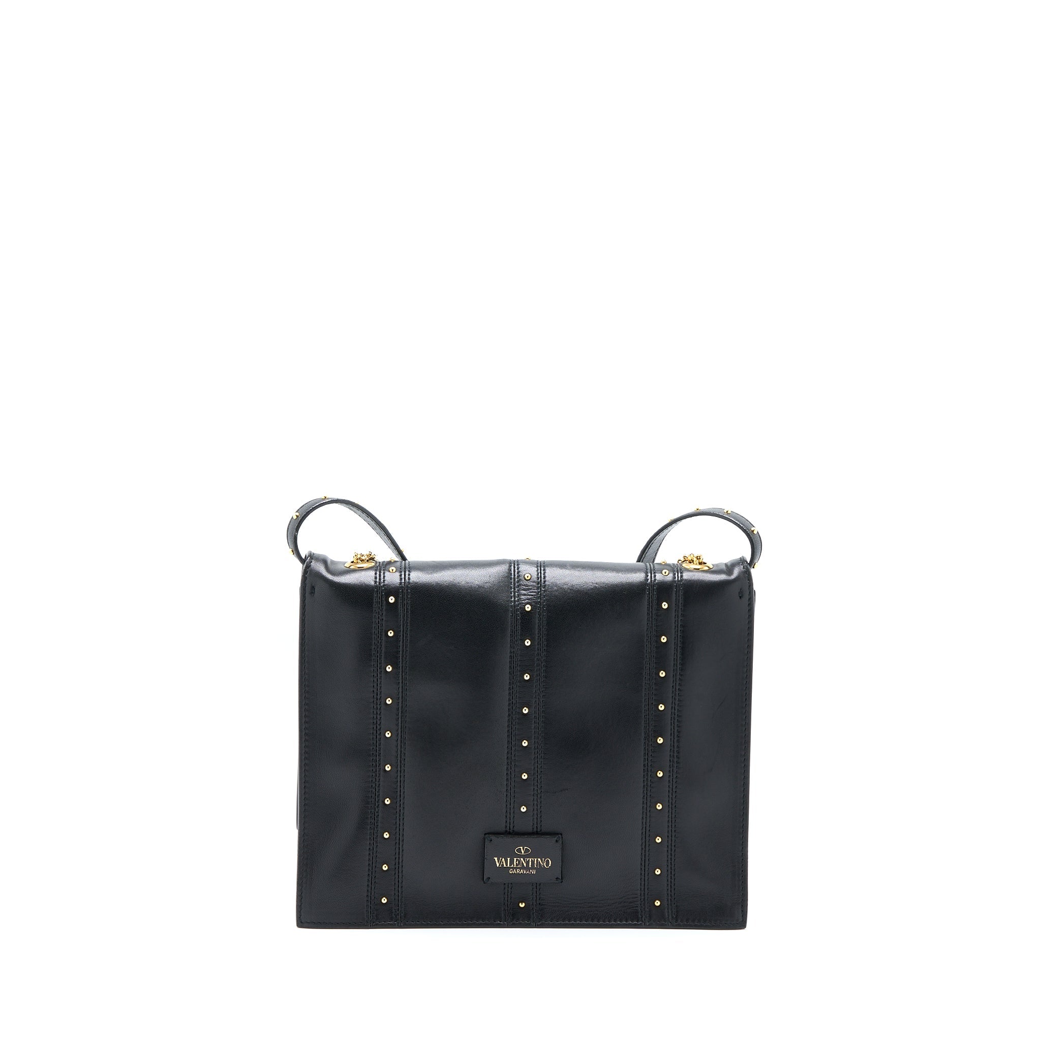 VALENTINO ROCKSTUD FLAP BAG LAMBSKIN BLACK GHW
