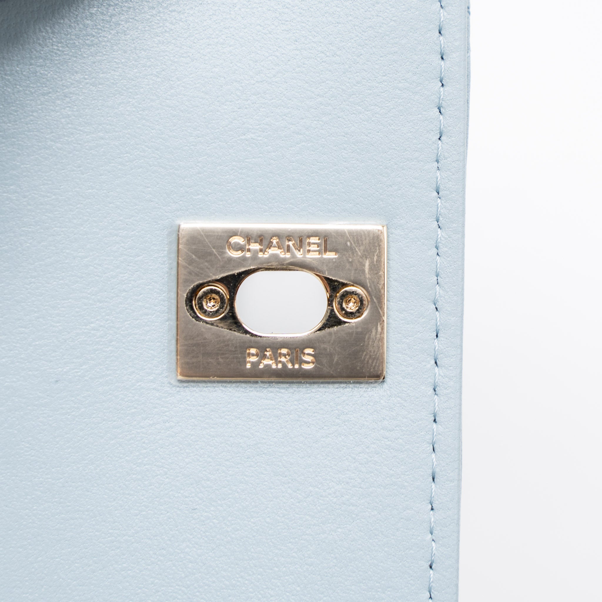 CHANEL MINI TRENDY CC CHAIN WALLET LAMBSKIN LIGHT BLUE LGHW (MICROCHIP)