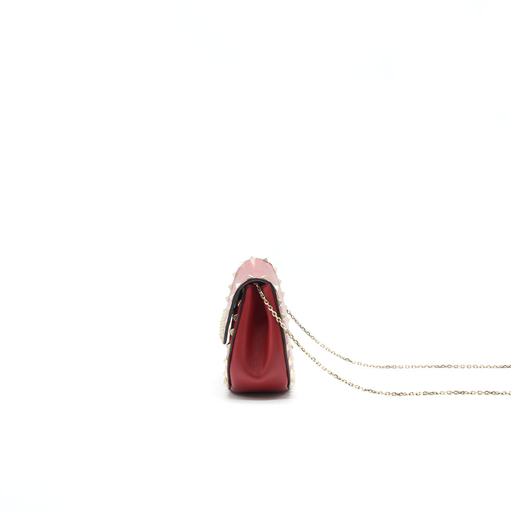 VALENTINO ROCKSTUD SMALL SADDLE BAG IN RED