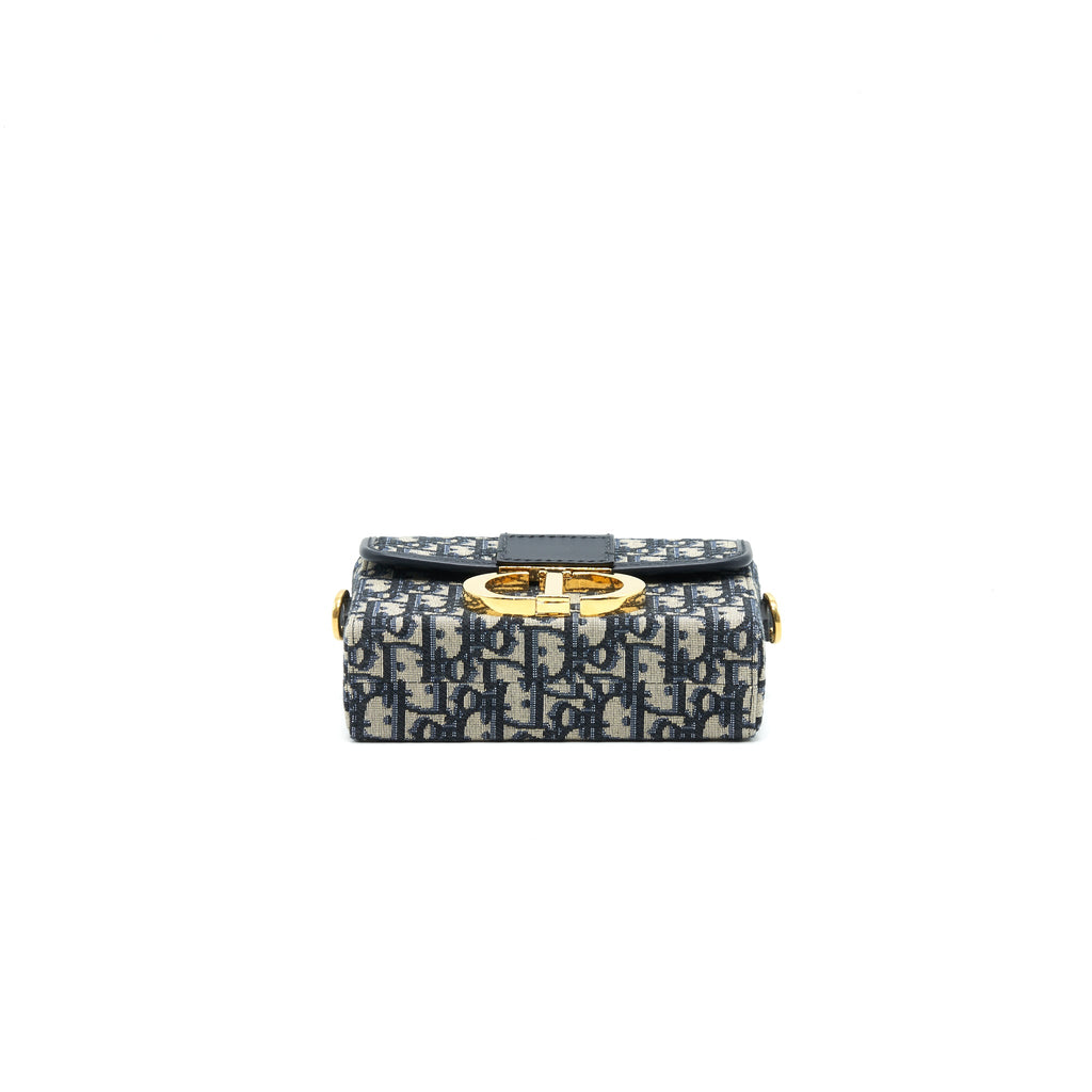 CHRISTIAN DIOR 30 MONTAIGNE BOX BAG OBLIQUE CANVAS BLUE