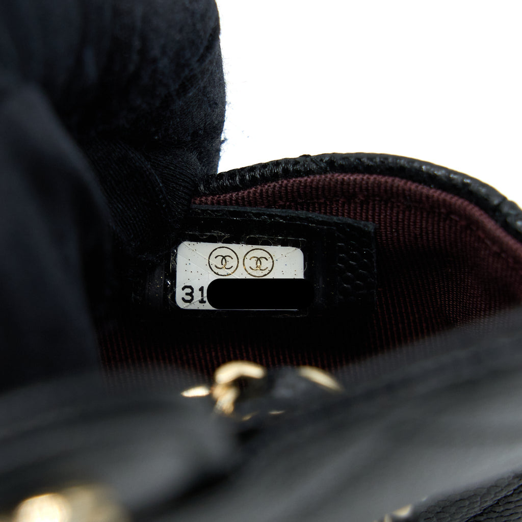 CHANEL FLAP CARDHOLDER BELT BAG CAVIAR BLACK LGHW
