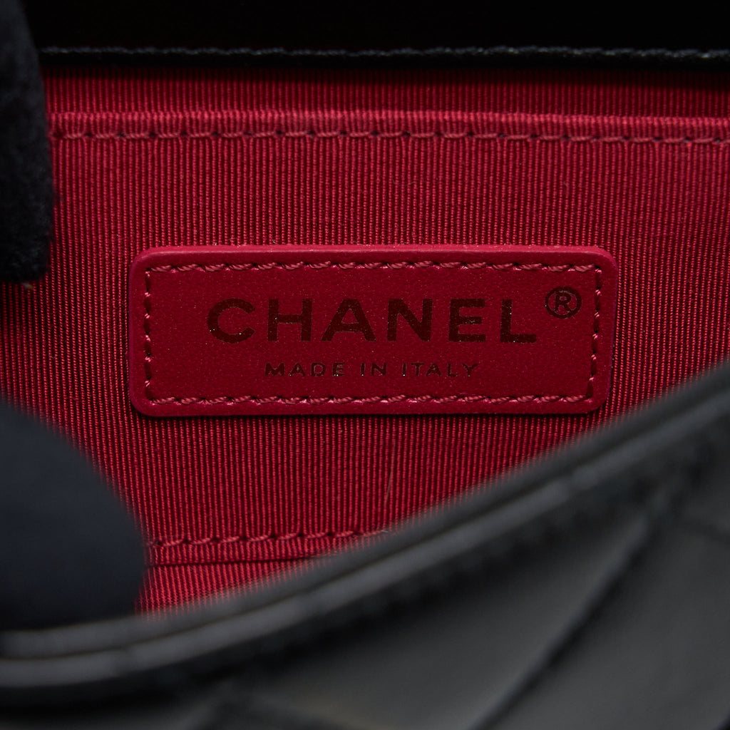 CHANEL ENAMEL CC LOGO QUILTED RECTANGULAR FLAP BAG LAMBSKIN BLACK LGHW