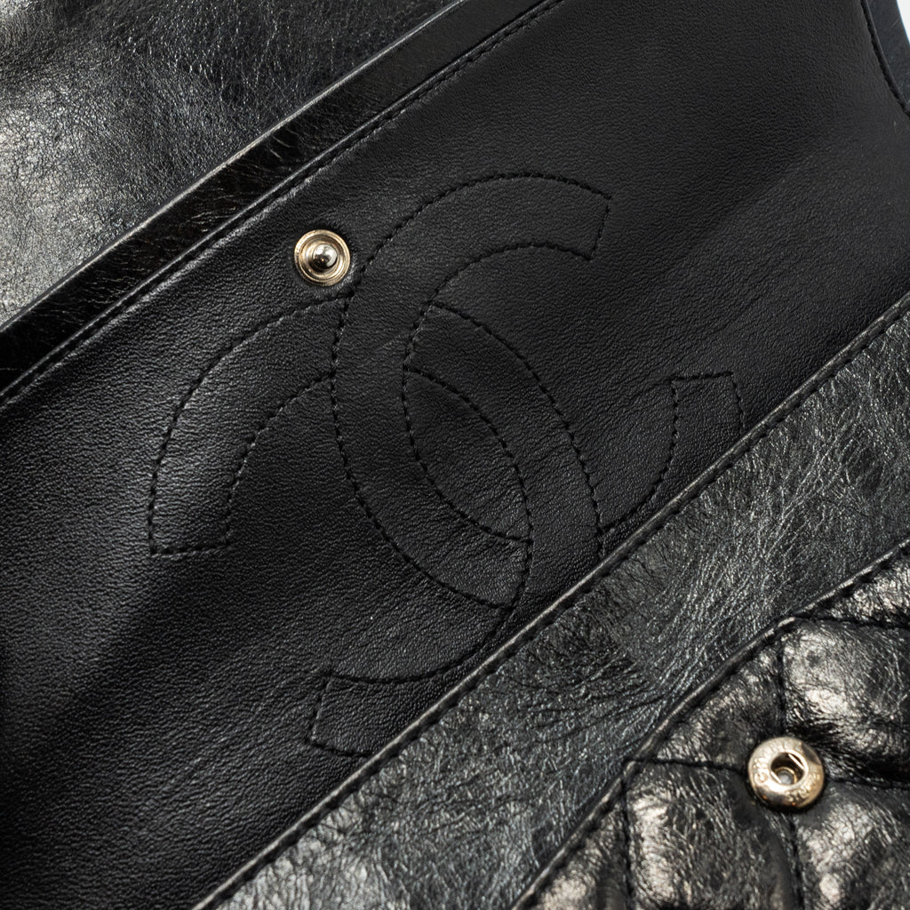 CHANEL 2.55 226 REISSUE DOUBLE FLAP BAG GRAINED CALFSKIN BLACK SHW