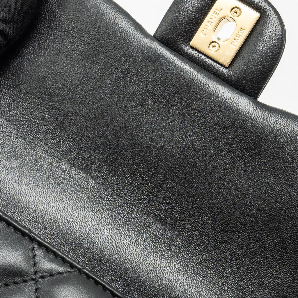 CHANEL 24S TOP HANDLE MINI FLAP BAG LAMBSKIN BLACK GHW (MICROCHIP)