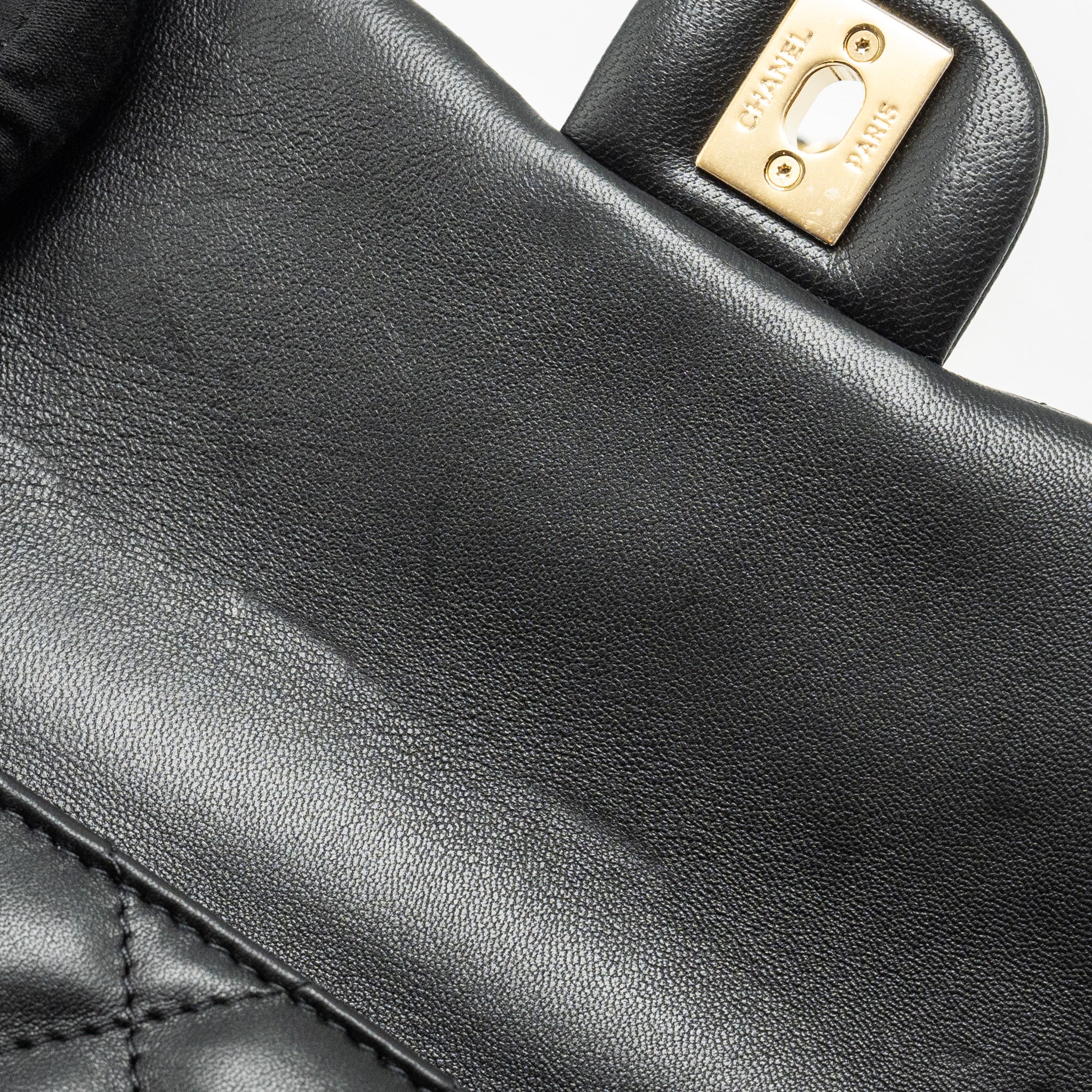 CHANEL 24S TOP HANDLE MINI FLAP BAG LAMBSKIN BLACK GHW (MICROCHIP)