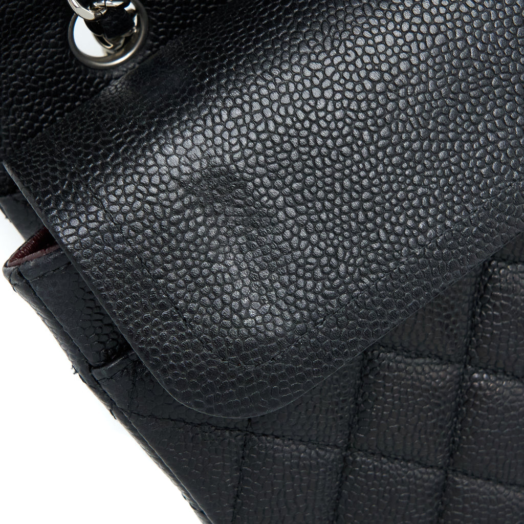 CHANEL MEDIUM CLASSIC DOUBLE FLAP BAG CAVIAR BLACK SHW