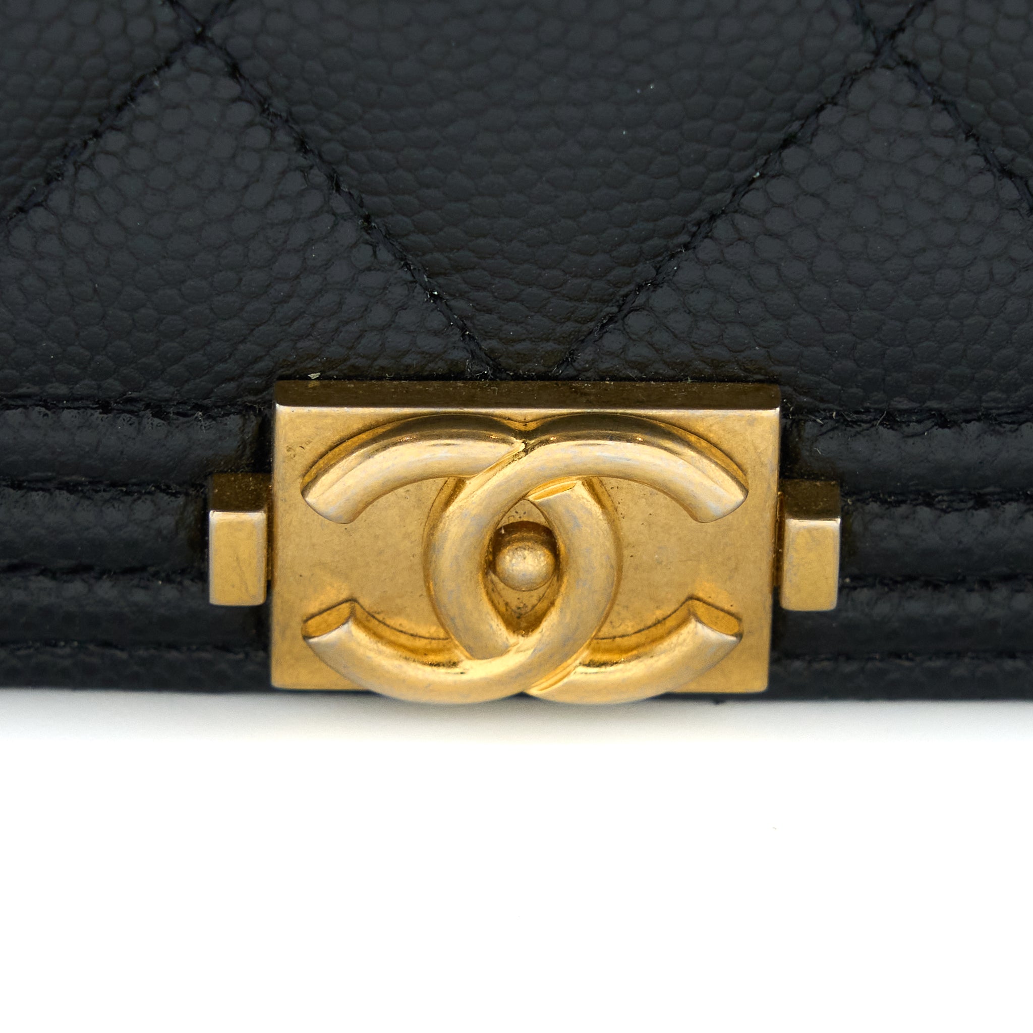 CHANEL BOY WALLET ON CHAIN CAVIAR BLACK GHW