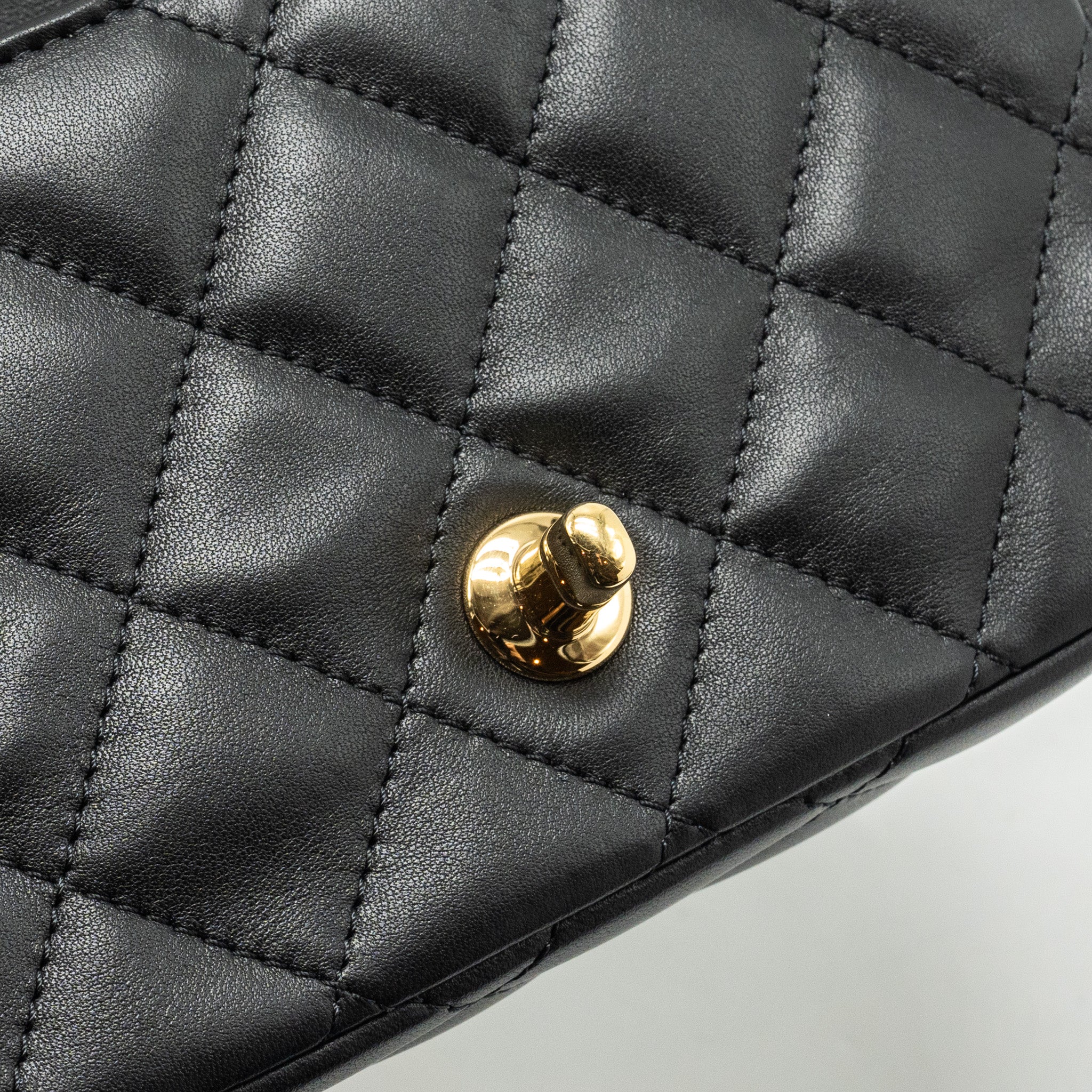 CHANEL 24S TOP HANDLE MINI FLAP BAG LAMBSKIN BLACK GHW (MICROCHIP)