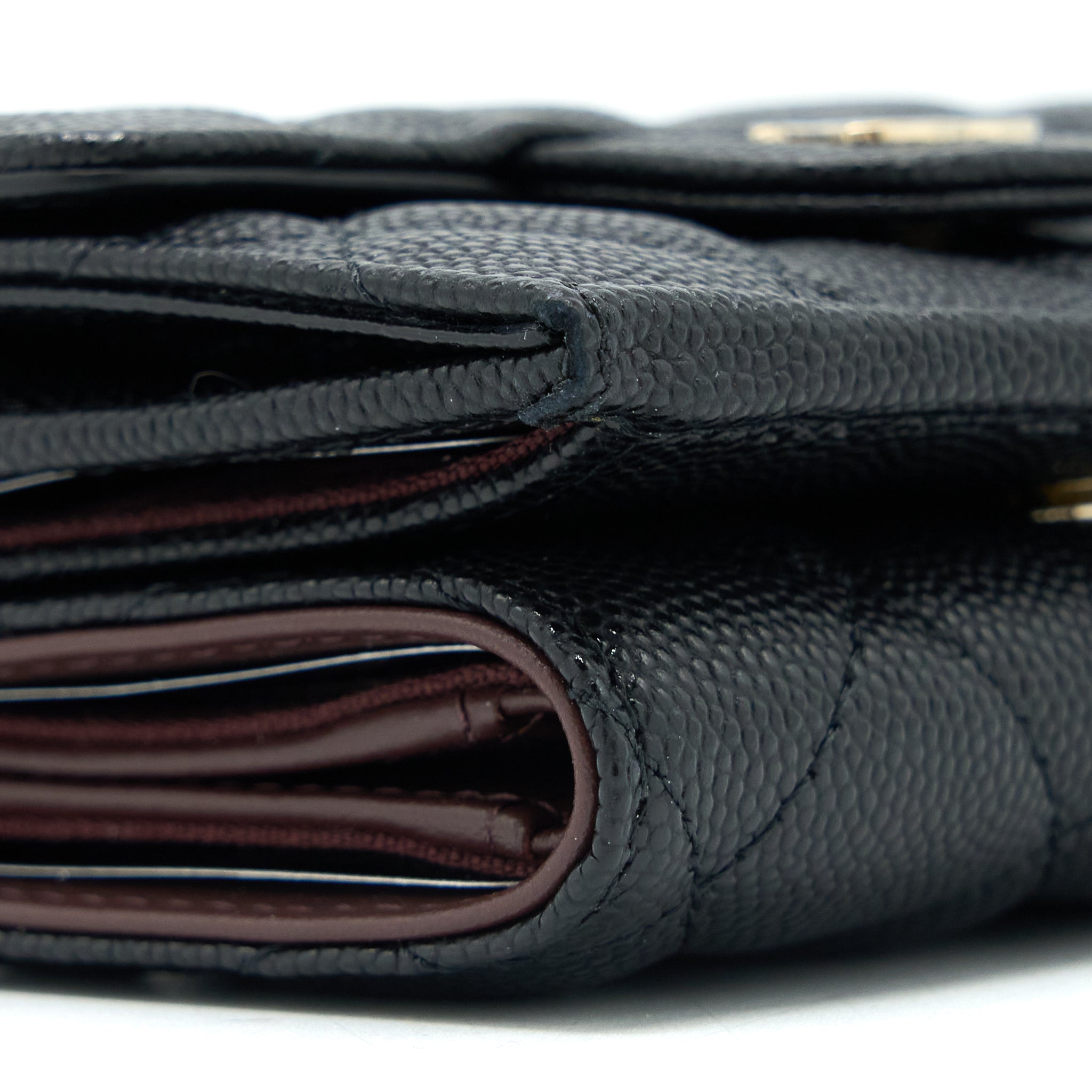 CHANEL SMALL COMPACT WALLET CAVIAR BLACK LGHW (MICROCHIP)