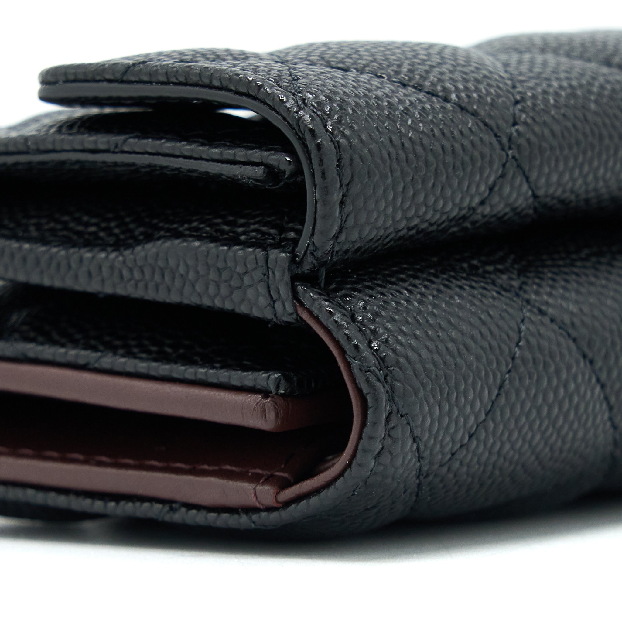 CHANEL SMALL COMPACT WALLET CAVIAR BLACK LGHW (MICROCHIP)