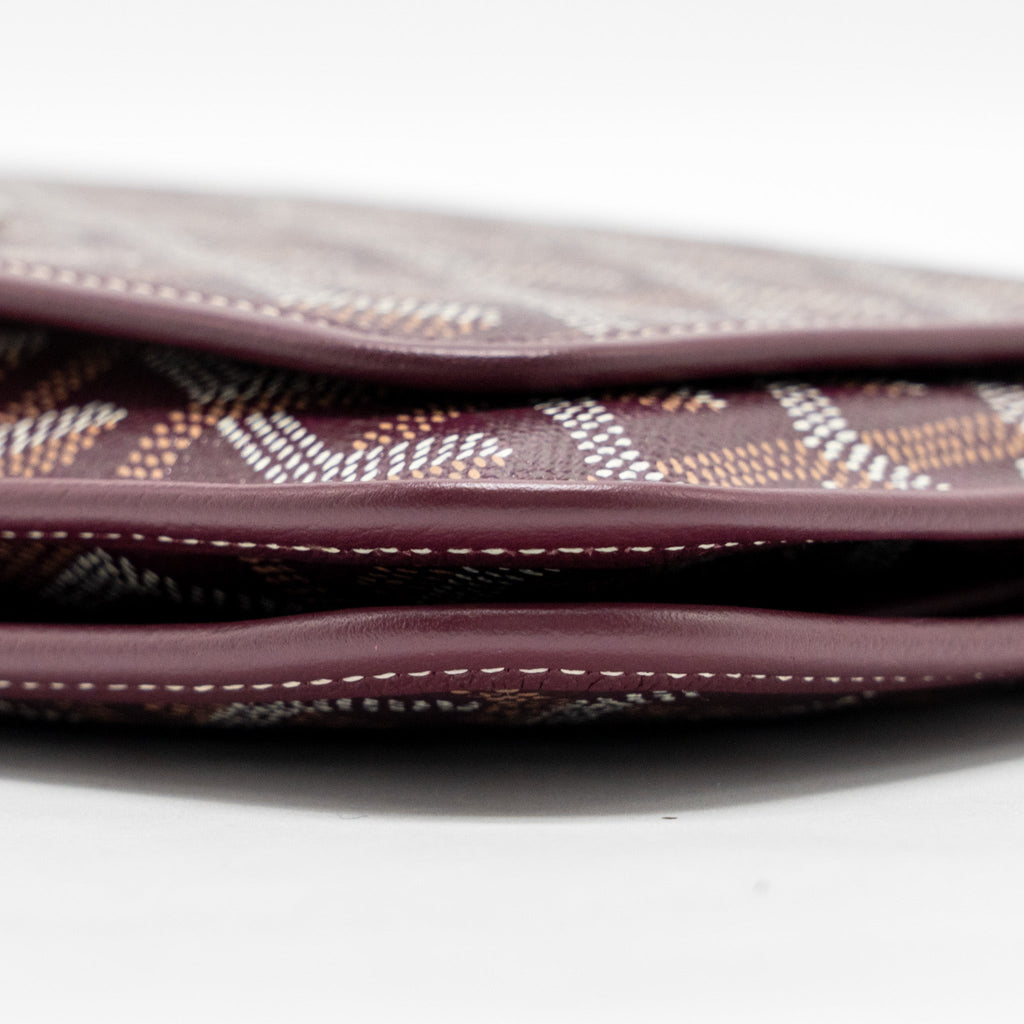 GOYARD PLUMET WALLET CLUTCH GOYARDINE CANVAS/LEATHER BURGUNDY SHW