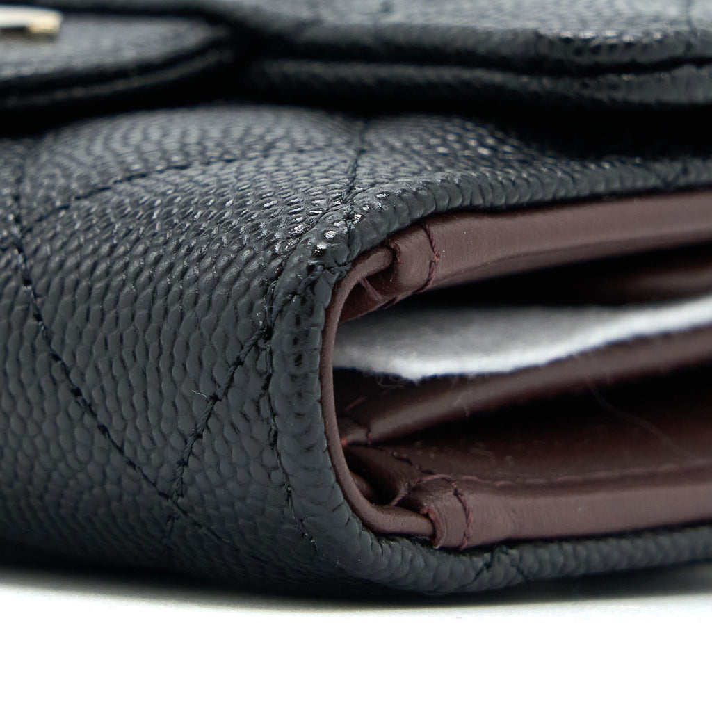CHANEL CLASSIC FLAP COMPACT WALLET CAVIAR BLACK LGHW