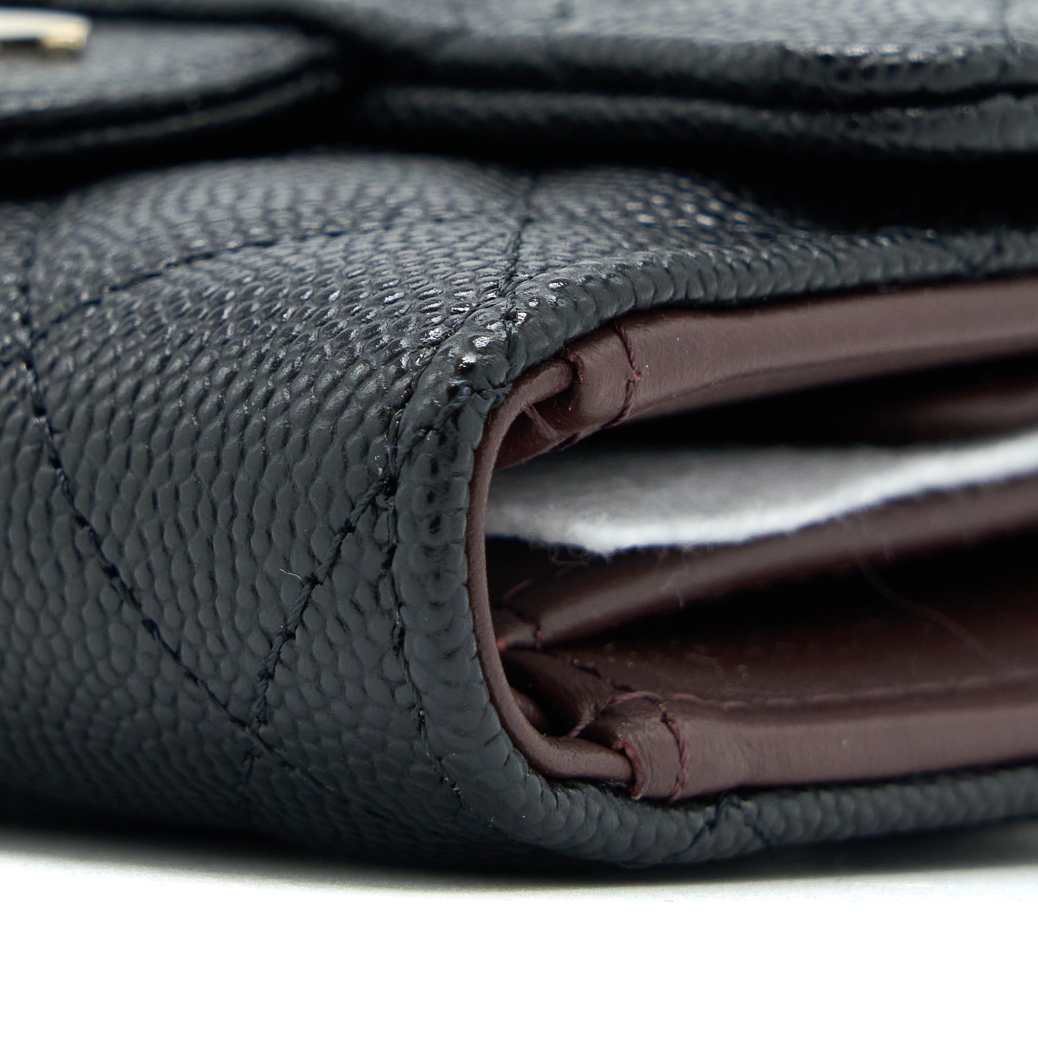 CHANEL CLASSIC FLAP COMPACT WALLET CAVIAR BLACK LGHW