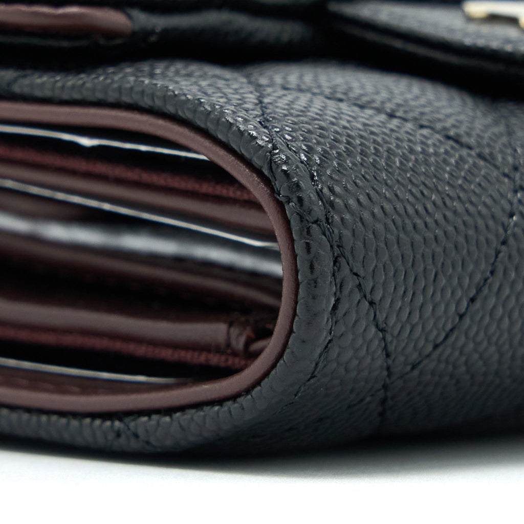CHANEL CLASSIC FLAP COMPACT WALLET CAVIAR BLACK LGHW
