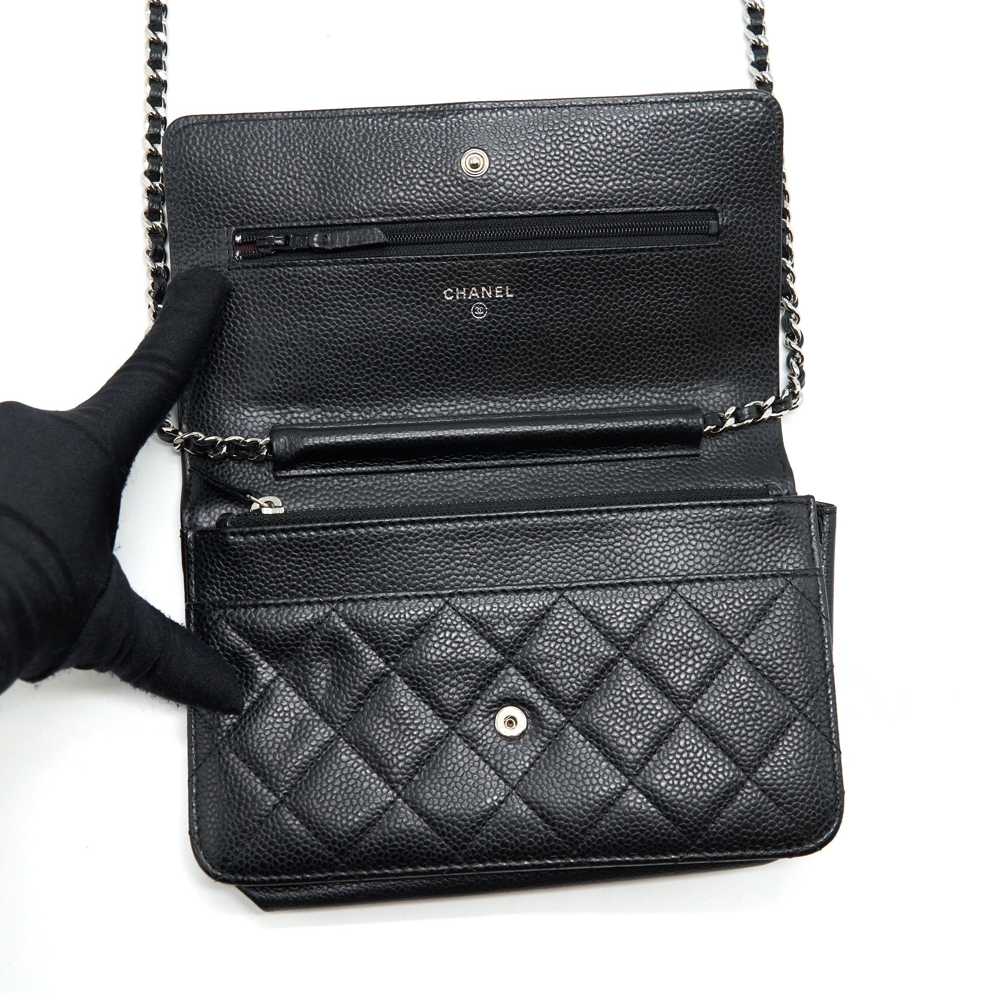 CHANEL CLASSIC WALLET ON CHAIN CAVIAR BLACK SHW
