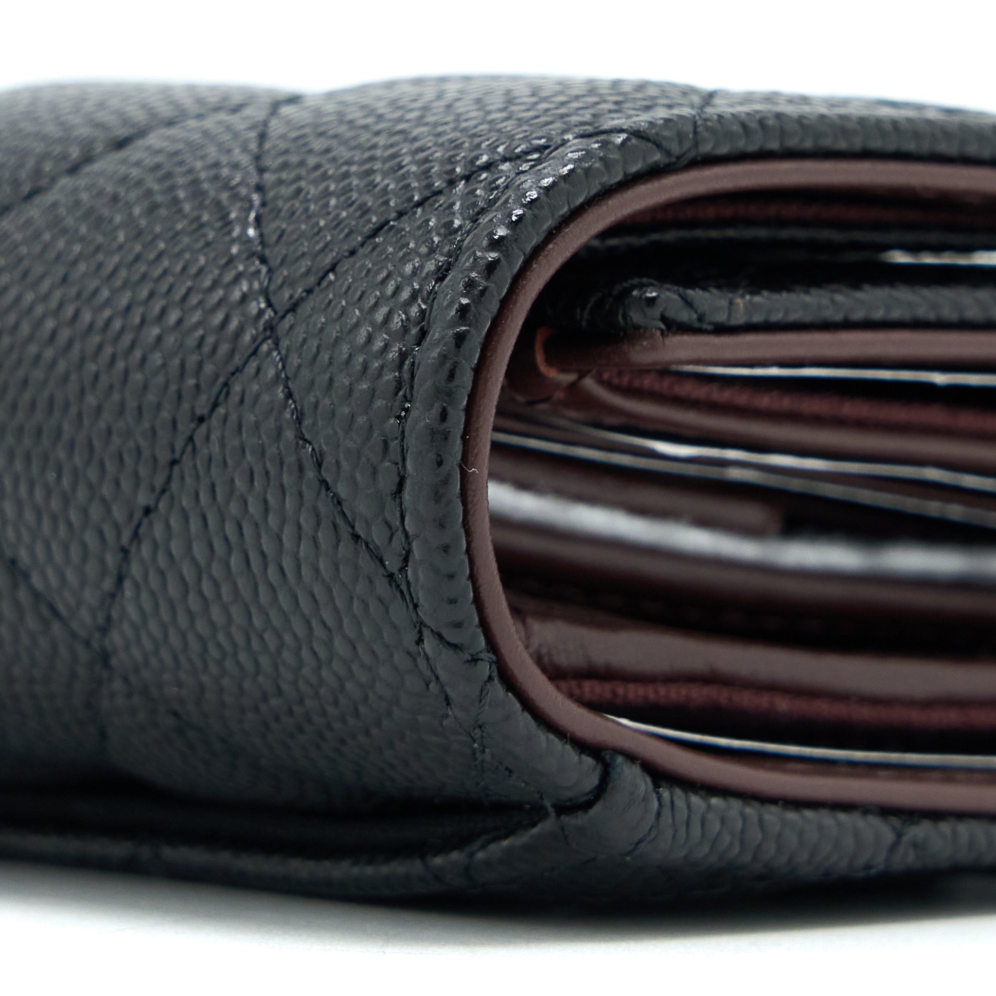 CHANEL CLASSIC FLAP COMPACT WALLET CAVIAR BLACK LGHW