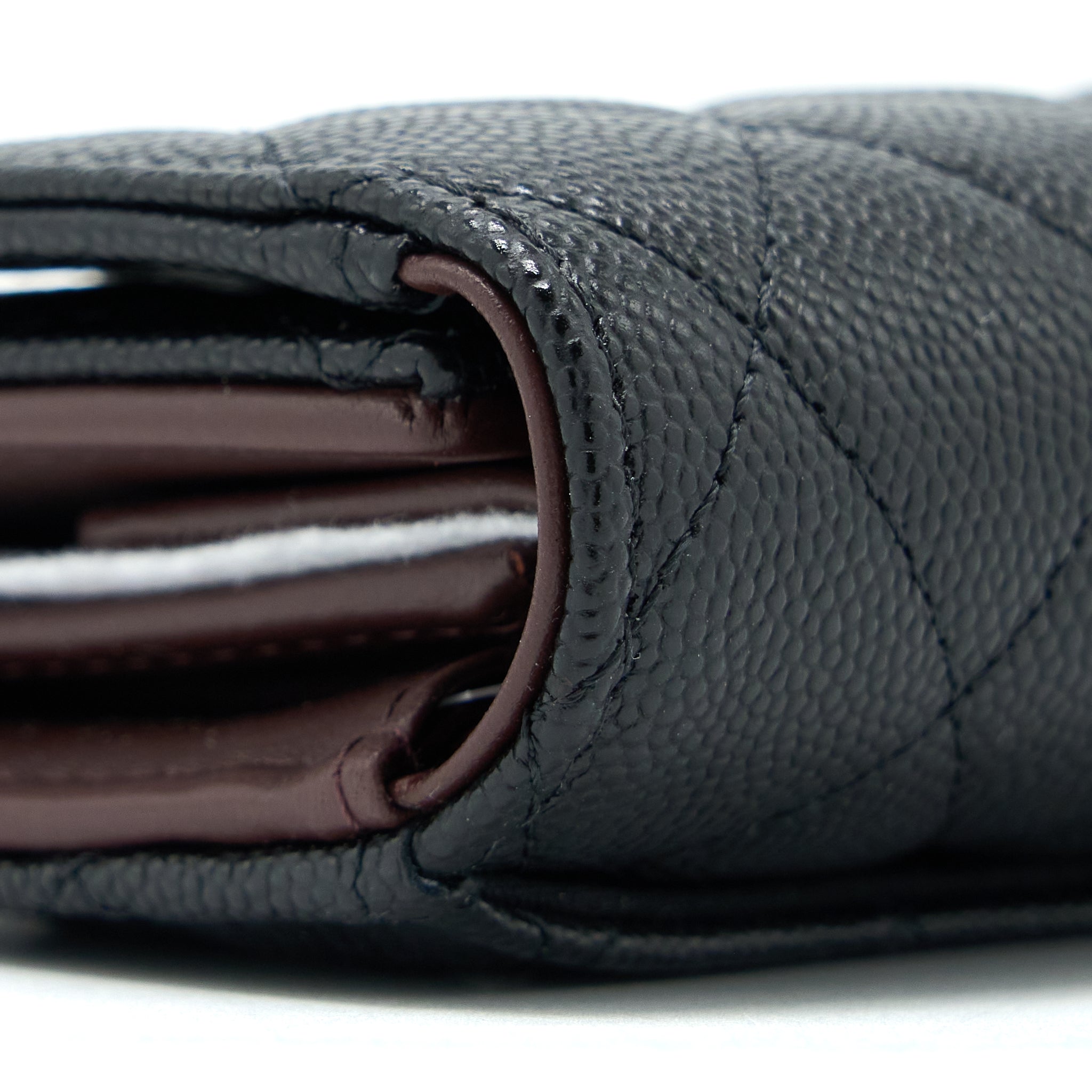 CHANEL CLASSIC FLAP COMPACT WALLET CAVIAR BLACK LGHW