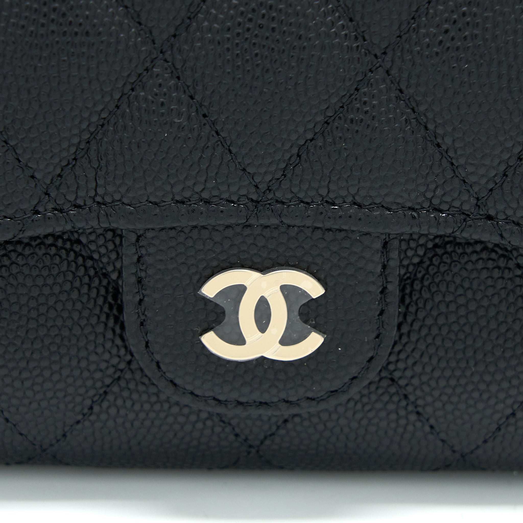 CHANEL CLASSIC FLAP COMPACT WALLET CAVIAR BLACK LGHW