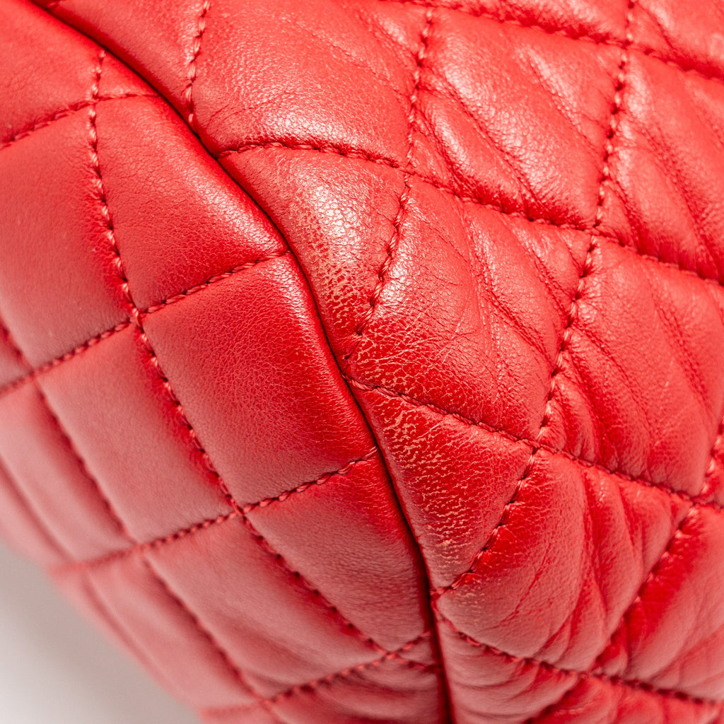 CHANEL SMALL URBAN SPIRIT QUILTED BACKPACK LAMBSKIN RED LGHW