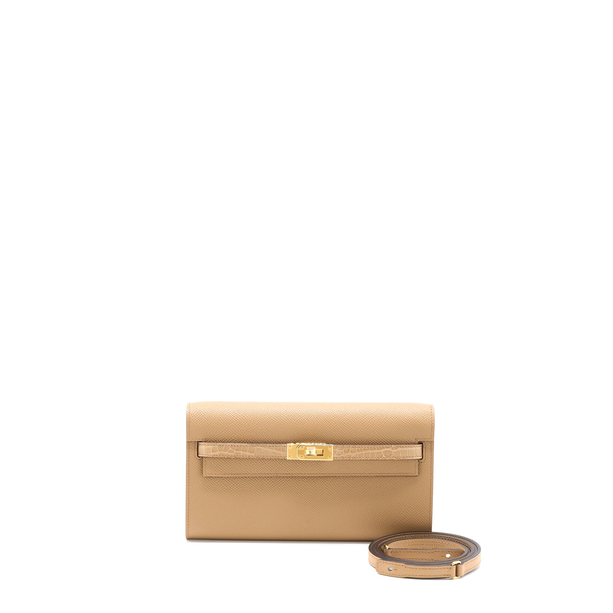 HERMES KELLY TO GO TOUCH ALLIGATOR/EPSOM CHAI GHW