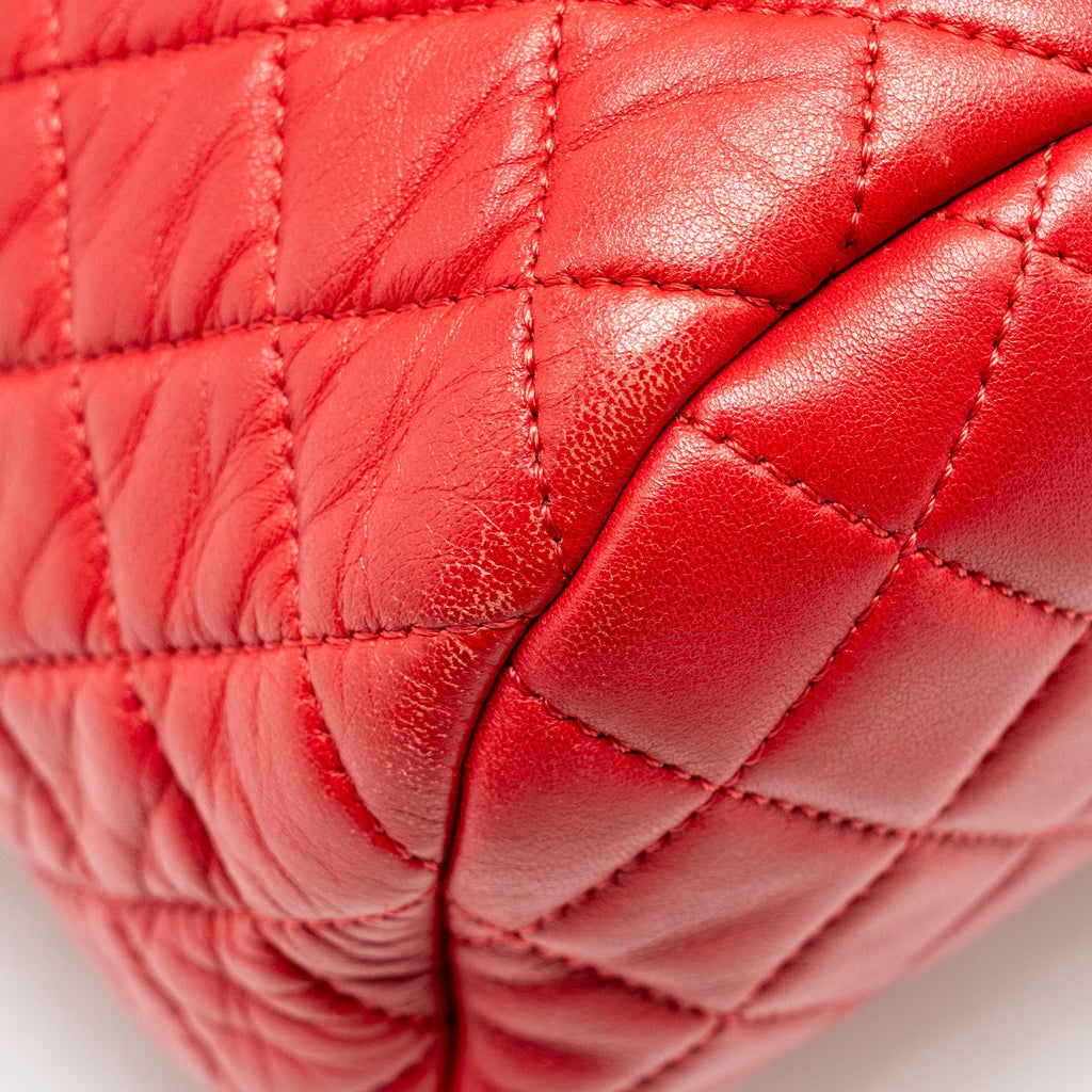 CHANEL SMALL URBAN SPIRIT QUILTED BACKPACK LAMBSKIN RED LGHW