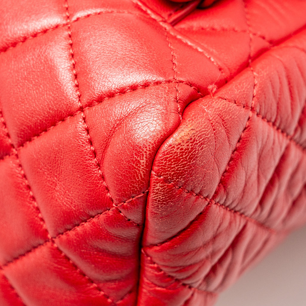 CHANEL SMALL URBAN SPIRIT QUILTED BACKPACK LAMBSKIN RED LGHW