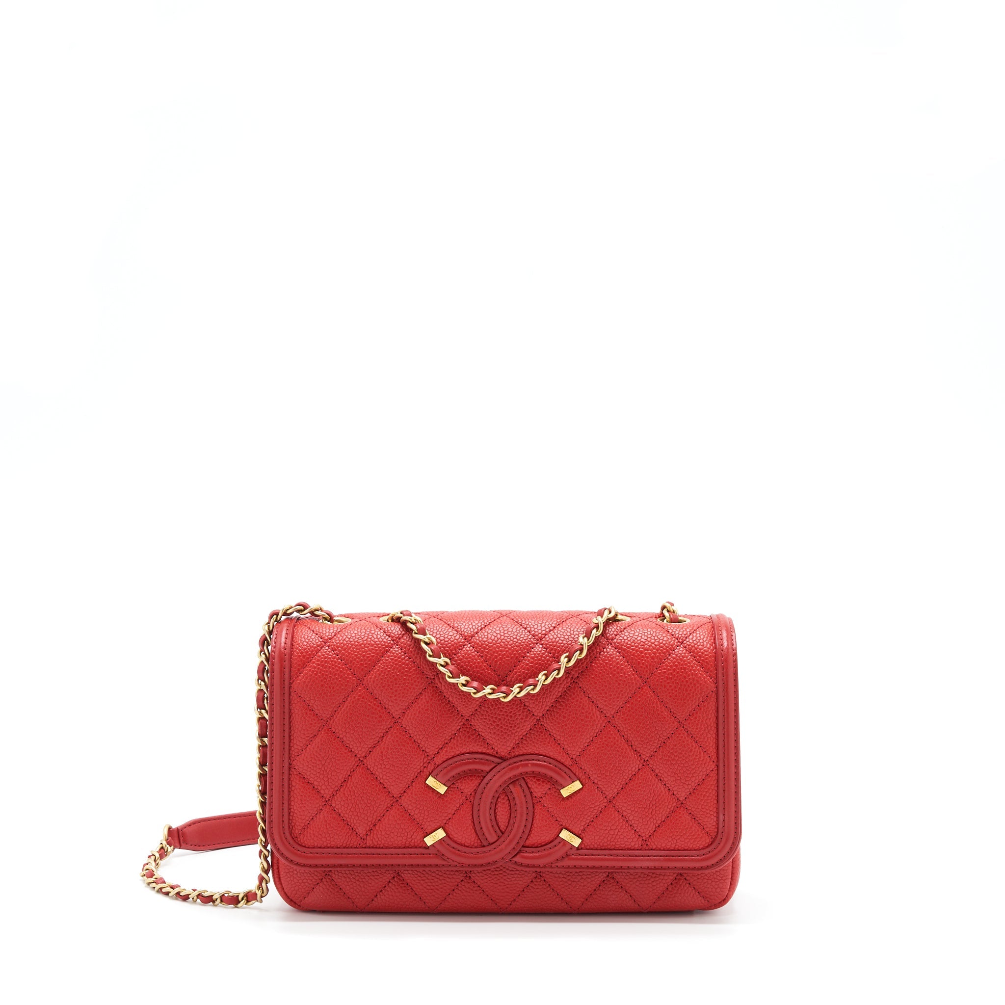 CHANEL FILIGREE FLAP BAG CAVIAR RED GHW