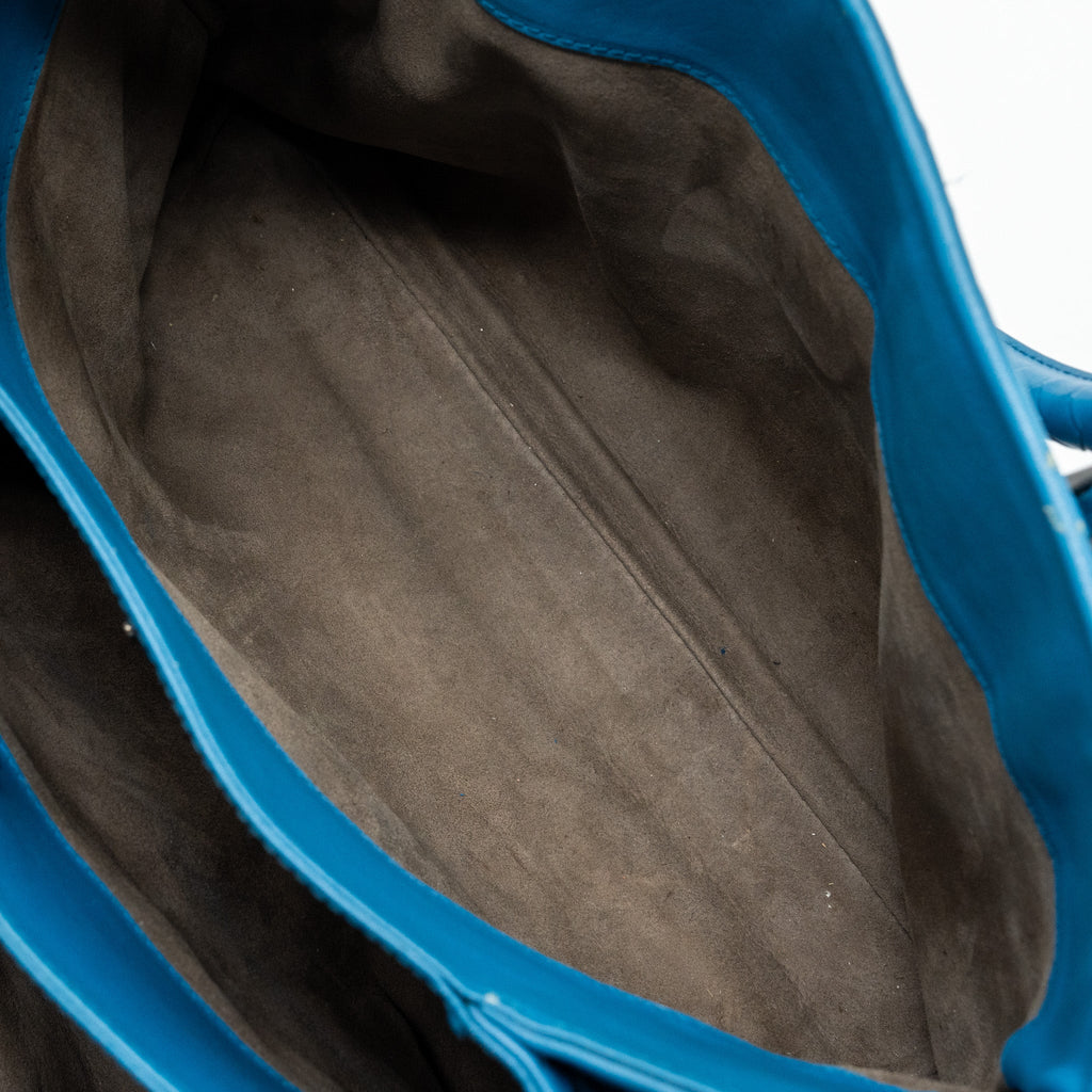 BOTTEGA VENETA LARGE TOTE BAG NAPPA BLUE RUTHENIUM HARDWARE