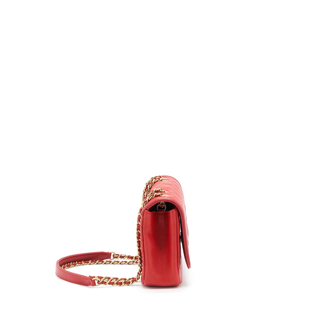 CHANEL FILIGREE FLAP BAG CAVIAR RED GHW