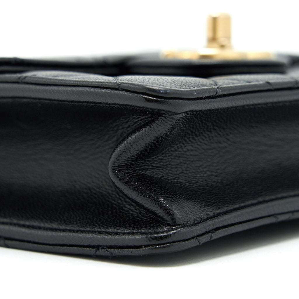 CHANEL LIMITATION PEARL FLAP BAG GOATSKIN BLACK GHW