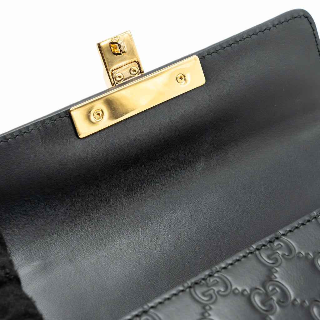 GUCCI SMALL PADLOCK CHAIN BAG CALFSKIN BLACK GHW