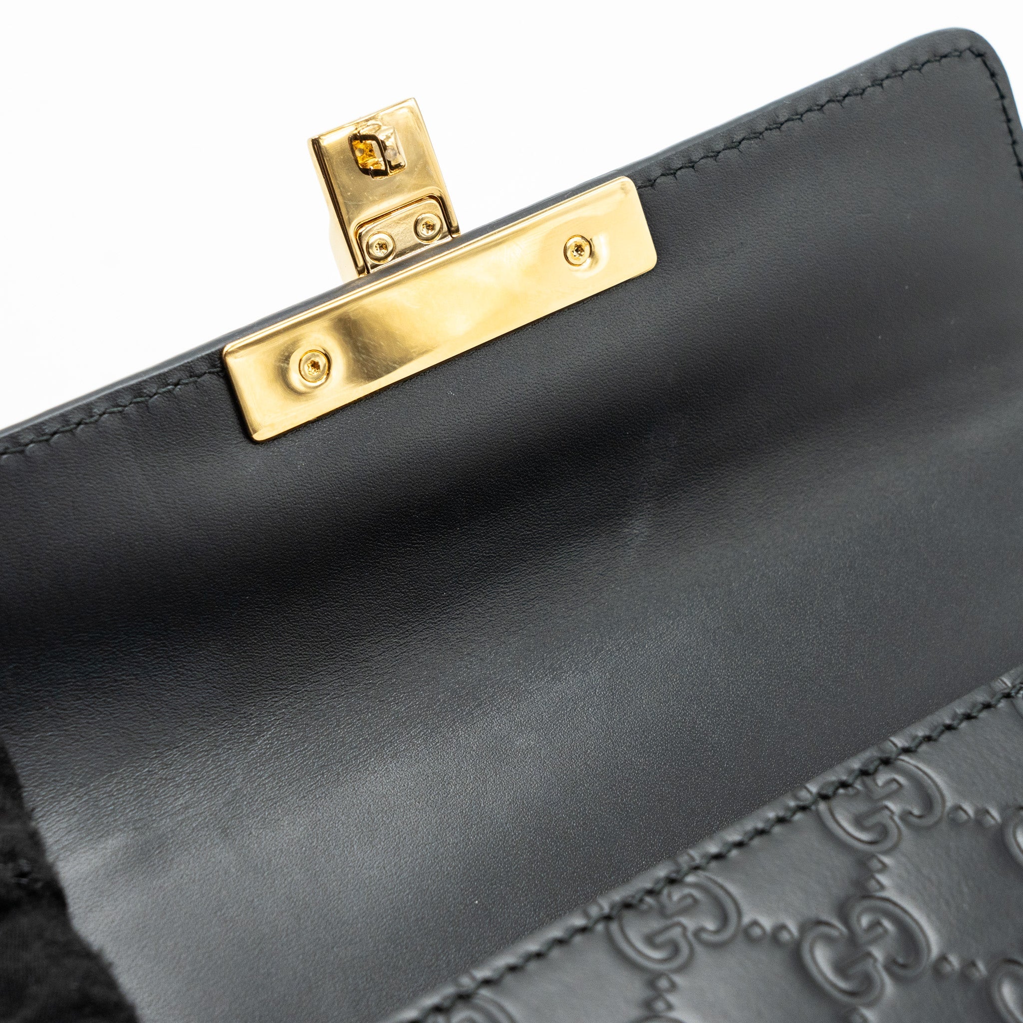 GUCCI SMALL PADLOCK CHAIN BAG CALFSKIN BLACK GHW