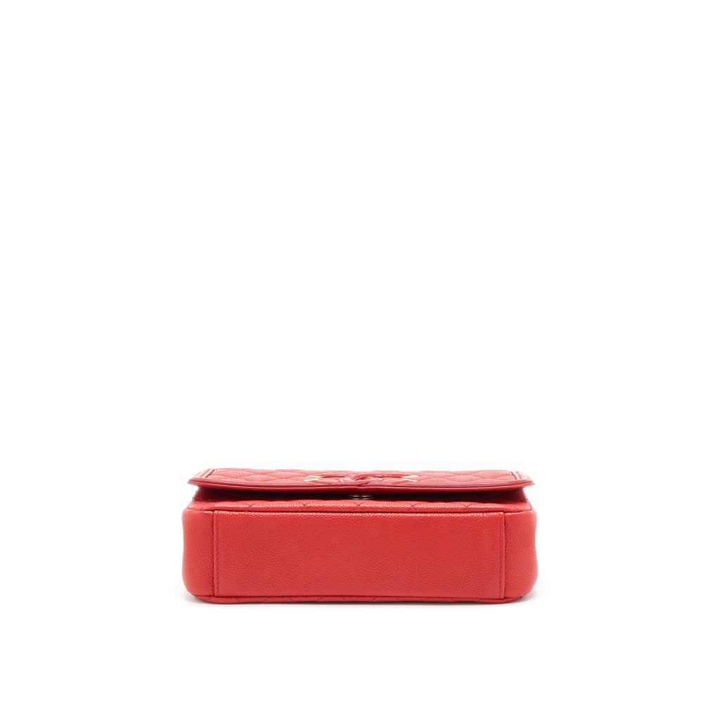 CHANEL FILIGREE FLAP BAG CAVIAR RED GHW