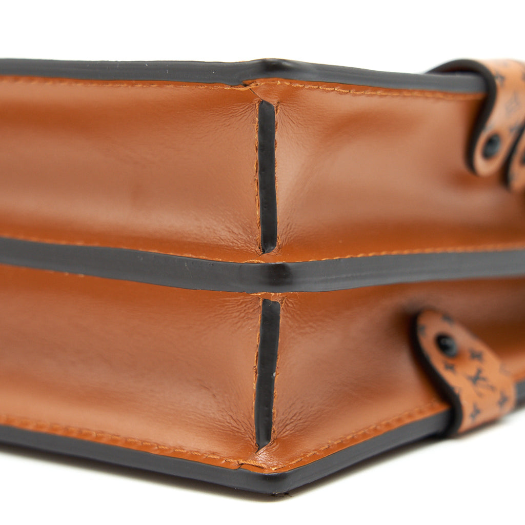 LOUIS VUITTON TRUNK CLUTCH MALLETAGE DENIM WITH MONOGRAM LEATHER