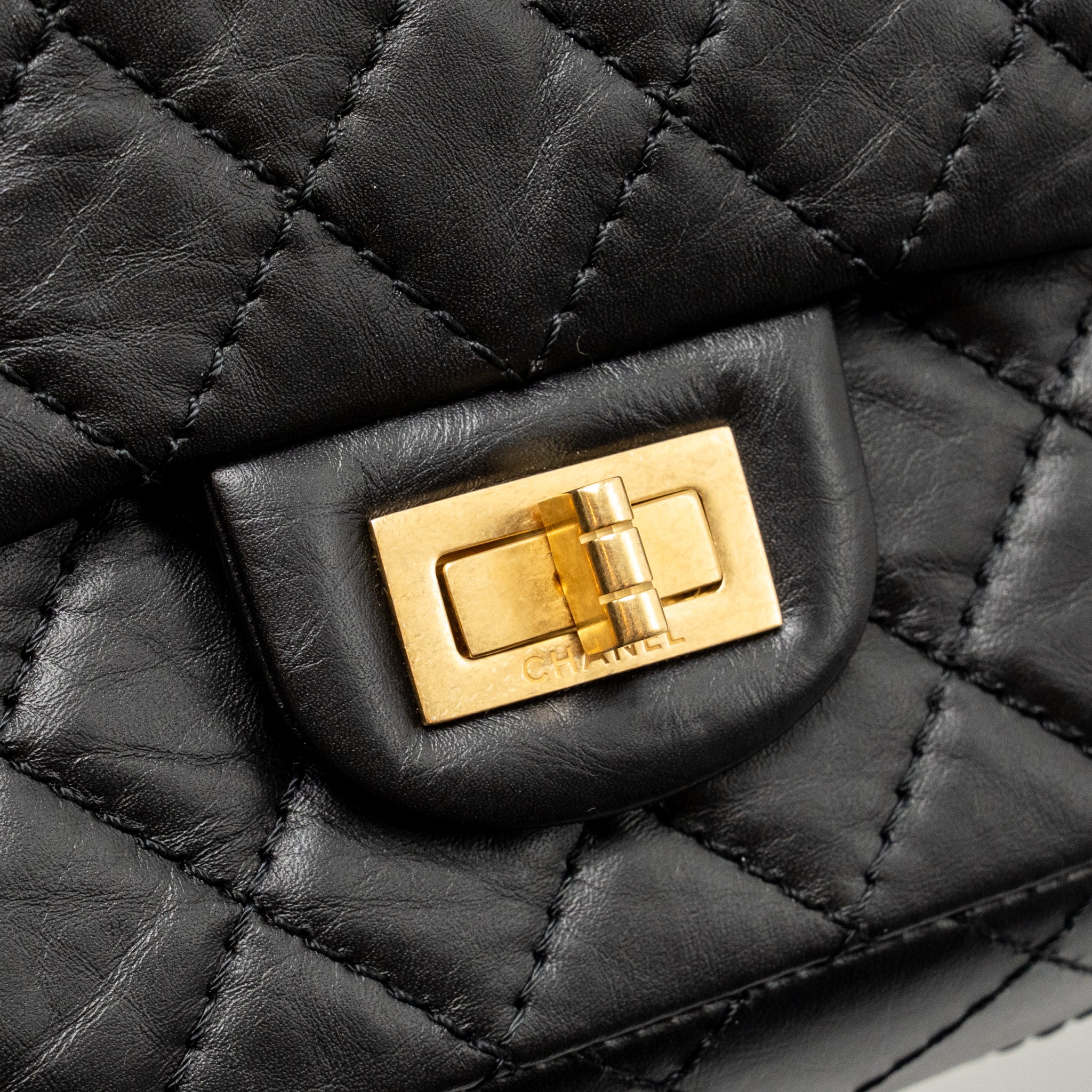CHANEL MINI 2.55 REISSUE AGED CALFSKIN BLACK GHW (MICROCHIP)