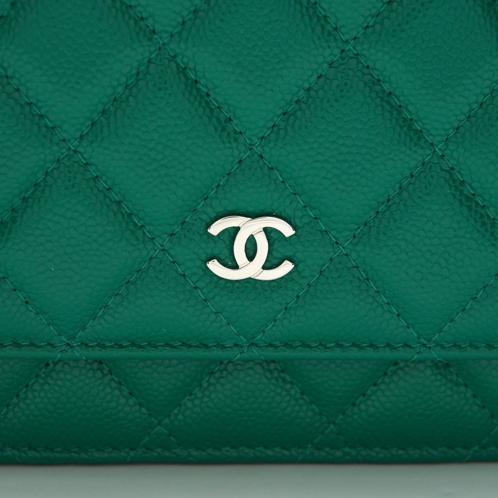 CHANEL CLASSIC WALLET ON CHAIN CAVIAR GREEN SHW