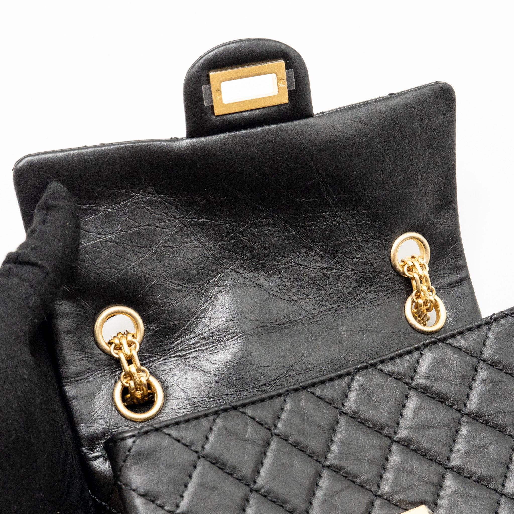 CHANEL MINI 2.55 REISSUE AGED CALFSKIN BLACK GHW (MICROCHIP)