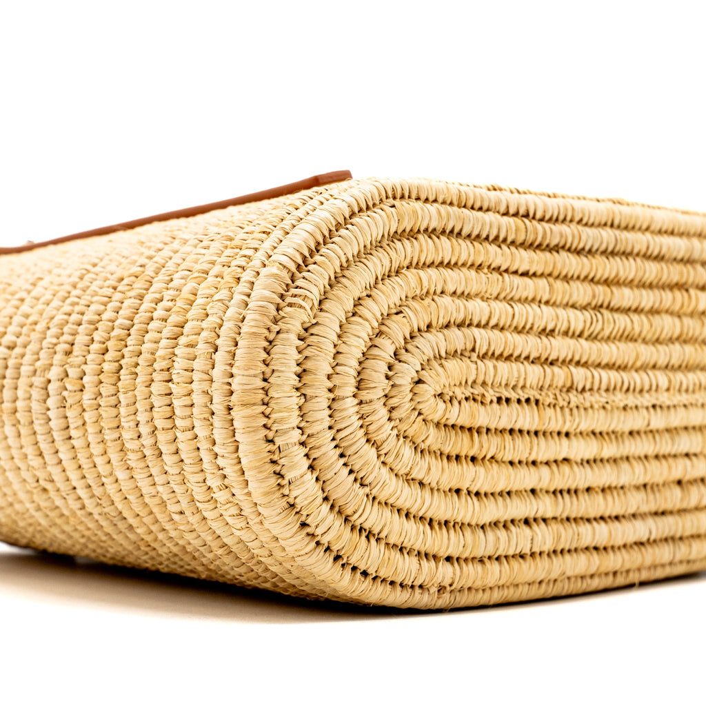 LOEWE SMALL SQUARE BASKET BAG RAFFIA/CALFSKIN WHITE SHW